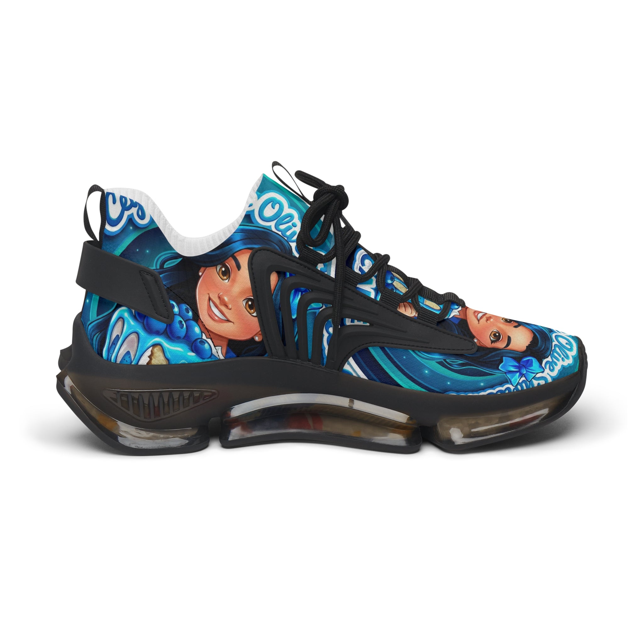 Women's Mesh Sneakers — "Ceylon Blue Olive Shortcake "Graphic Athletic Shoes