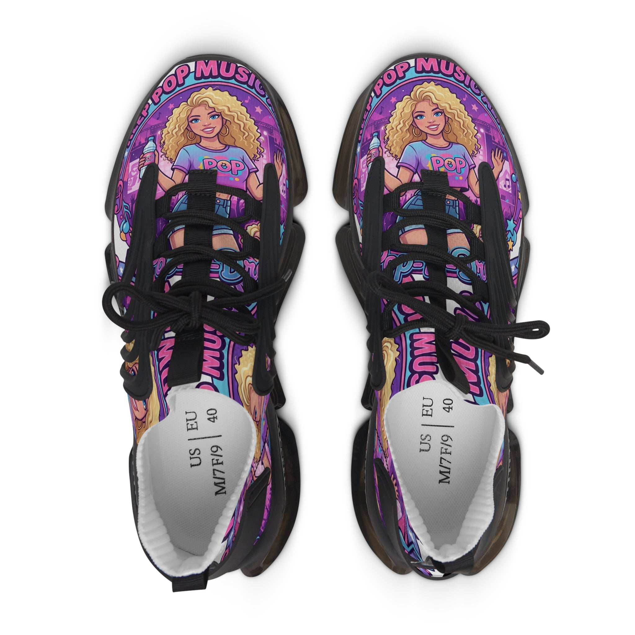 Women’s Mesh Sneakers —"Keep Pop Music Alive " Women's Trendy Printed Athletic Shoes