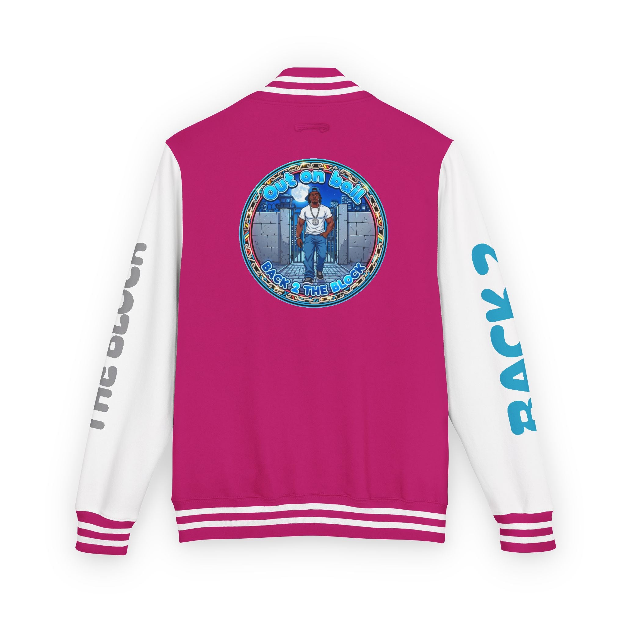 Letterman Jacket — 'Back 2 The Block' Retro Streetwear Patch Jacket