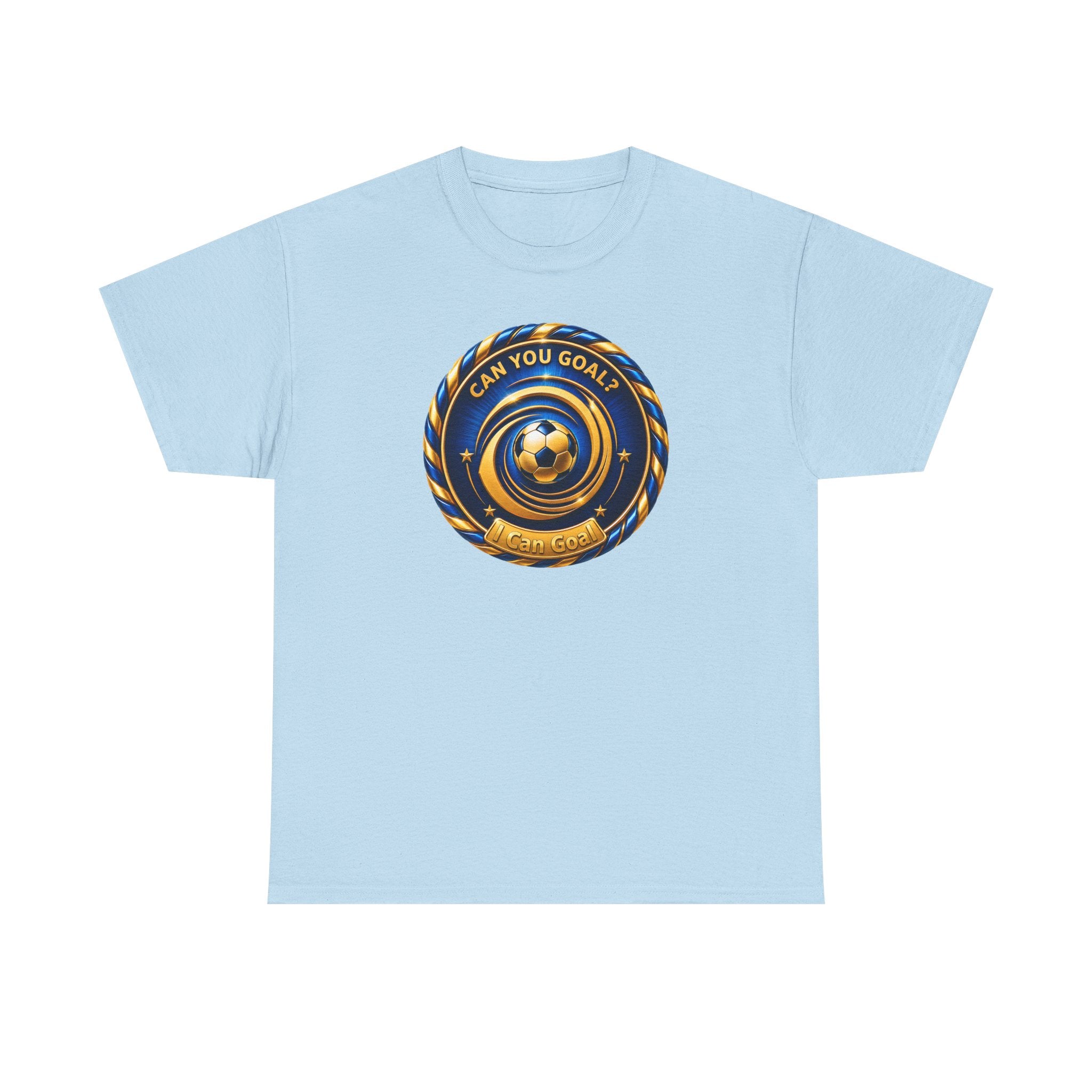 Soccer Badge Tee — "Can You Goal?" Graphic Soccer Shirt