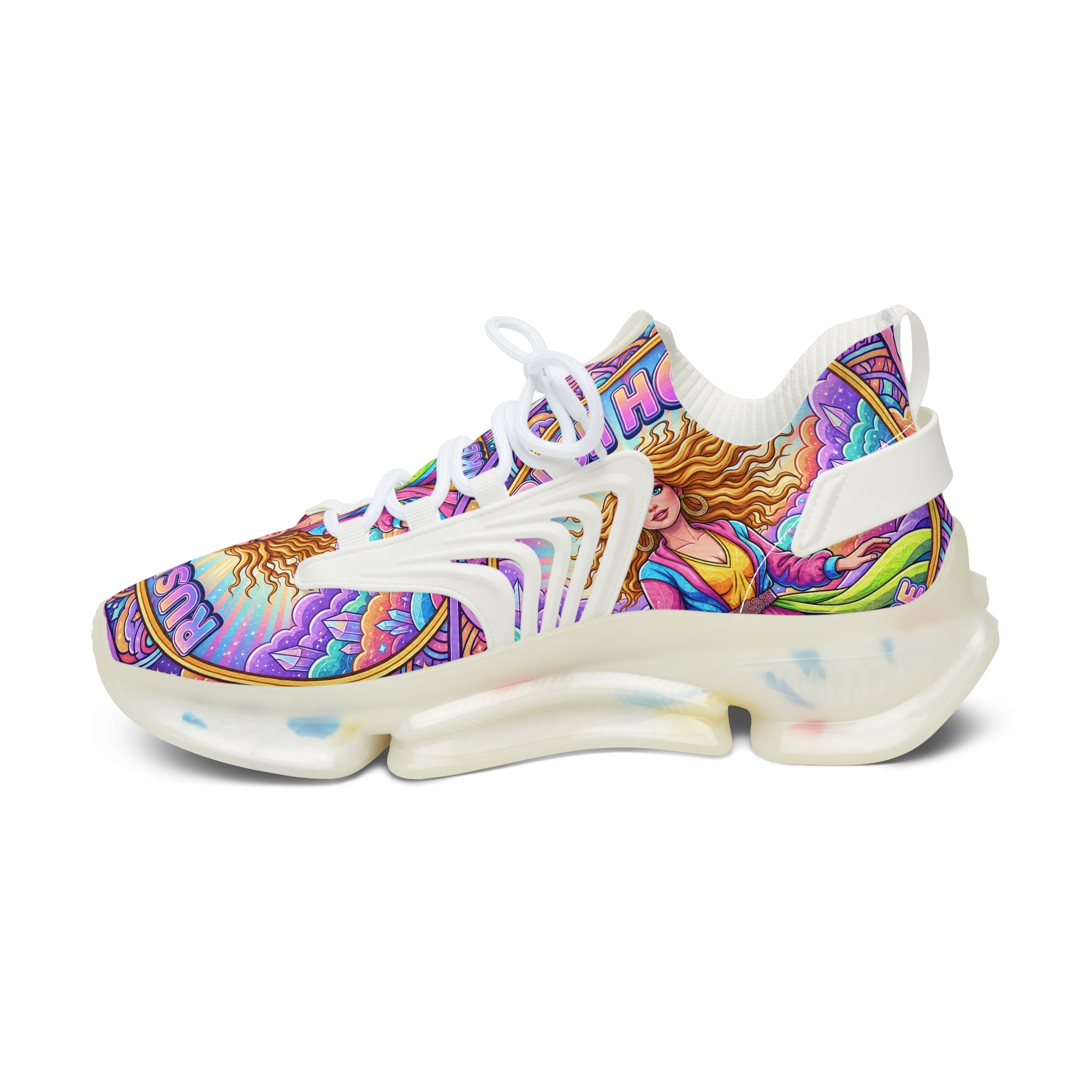 Women's Mesh Sneakers — Colorful Goddess Graphic Athletic Shoes