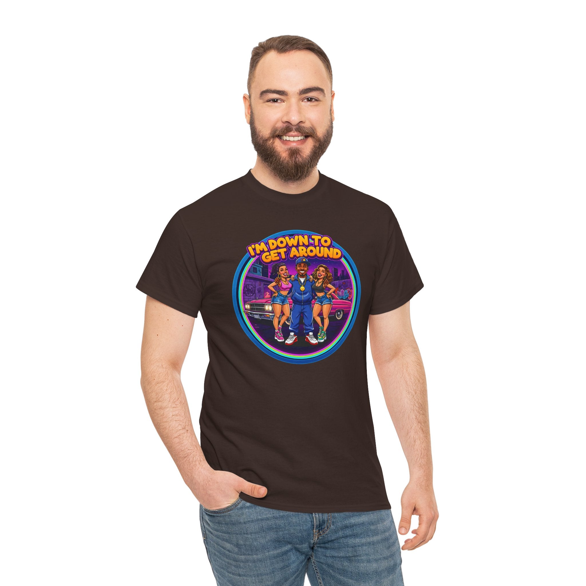 T-Shirt — 'I'm Down to Get Around' Retro Skate Crew Graphic Tee