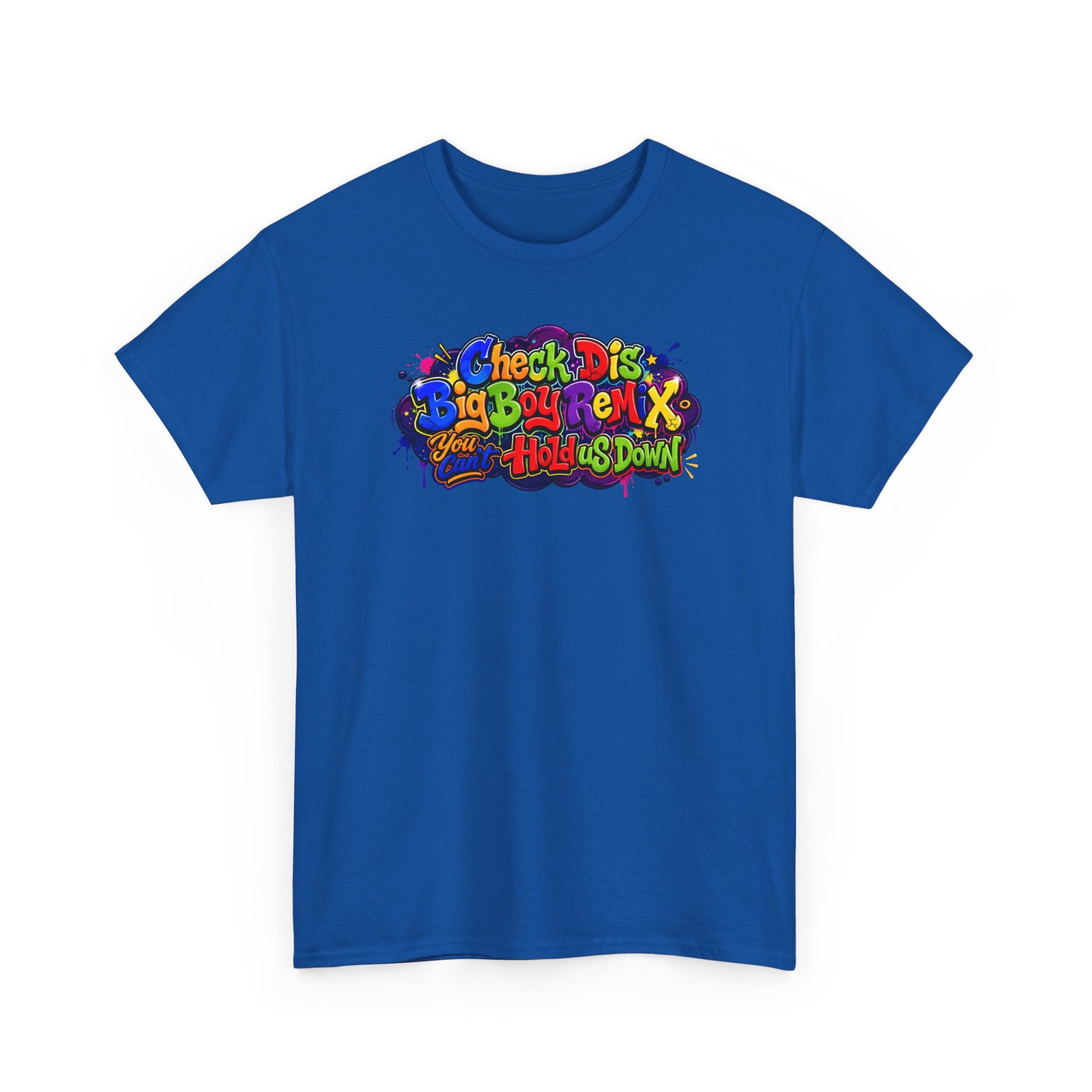 Graphic Tee — Colorful 'Check Dis Big Boy Remix' Retro Street Art T-Shirt