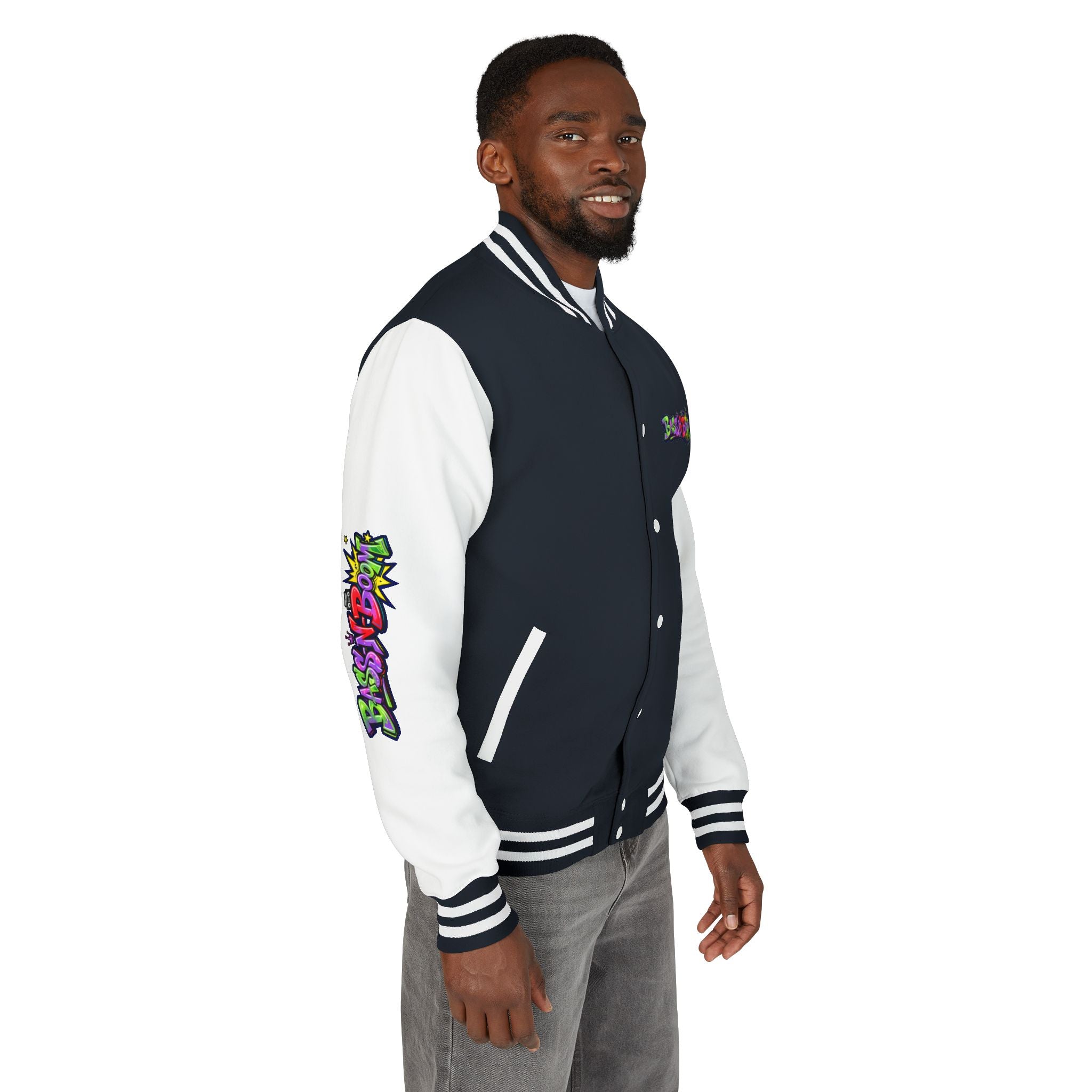 Letterman Jacket — 'Bass N Boom' Graffiti Bomber