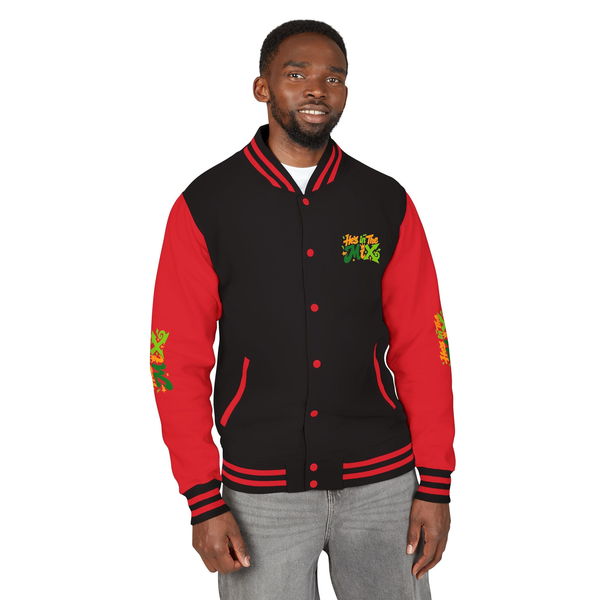 Letterman Jacket - "He's in the Mix" Retro Graffiti Varsity Jacket