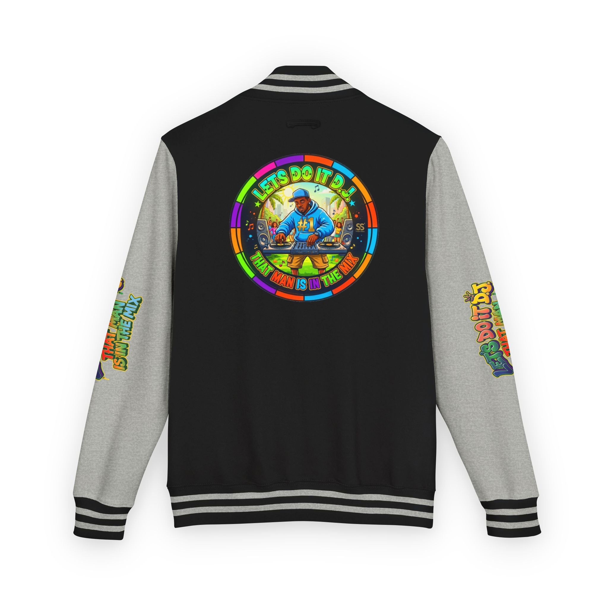 Letterman Jacket — 'Let's Do It' DJ Graphic Varsity Jacket