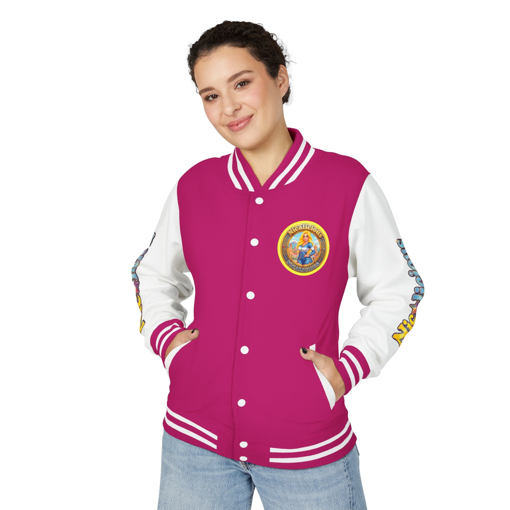 Letterman Jacket — 'Nicalicious' Retro Pinup Logo Varsity Jacket