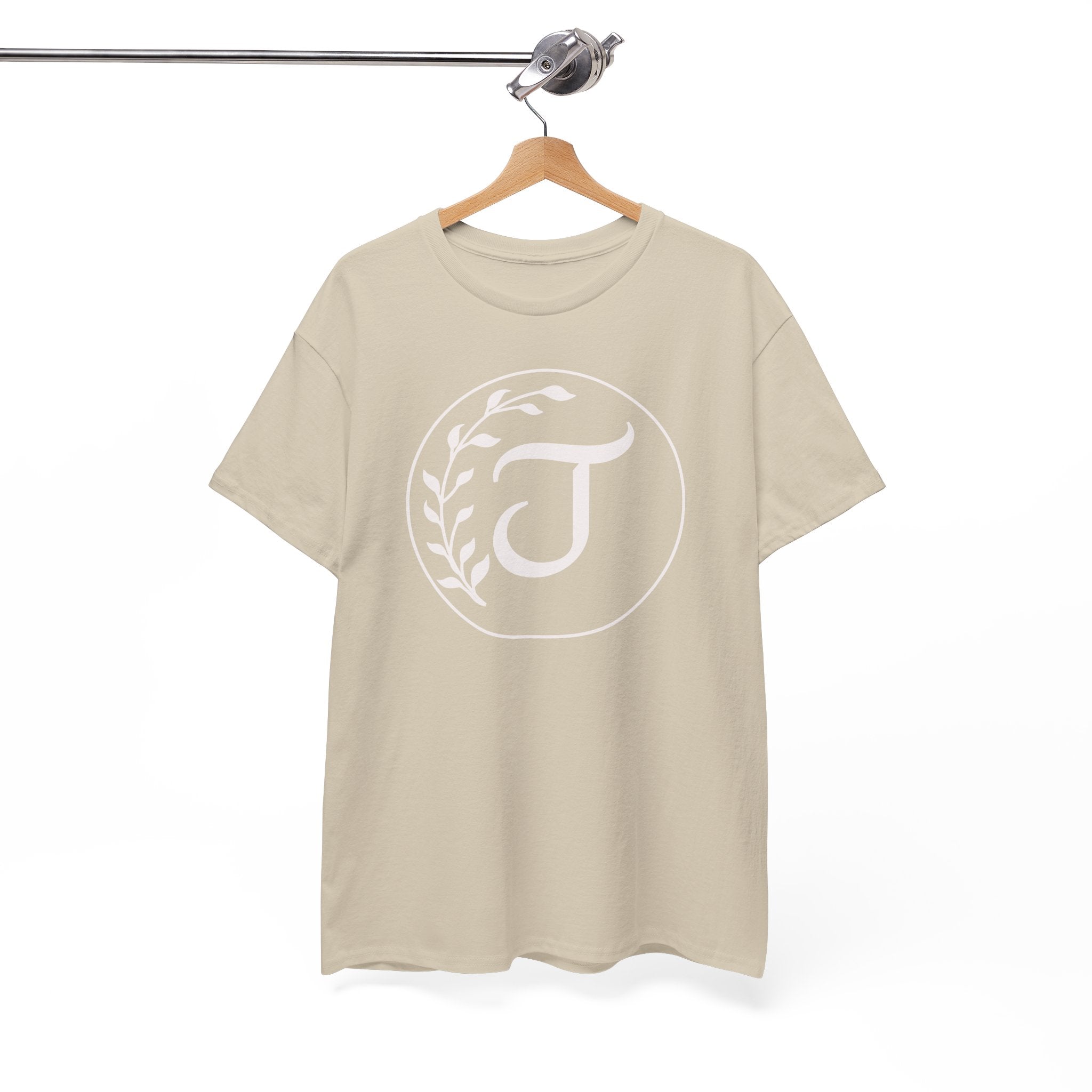 White Tee with Subtle "Floral J " Jesus Christ "— Minimalist Japanese Character T-Shirt
