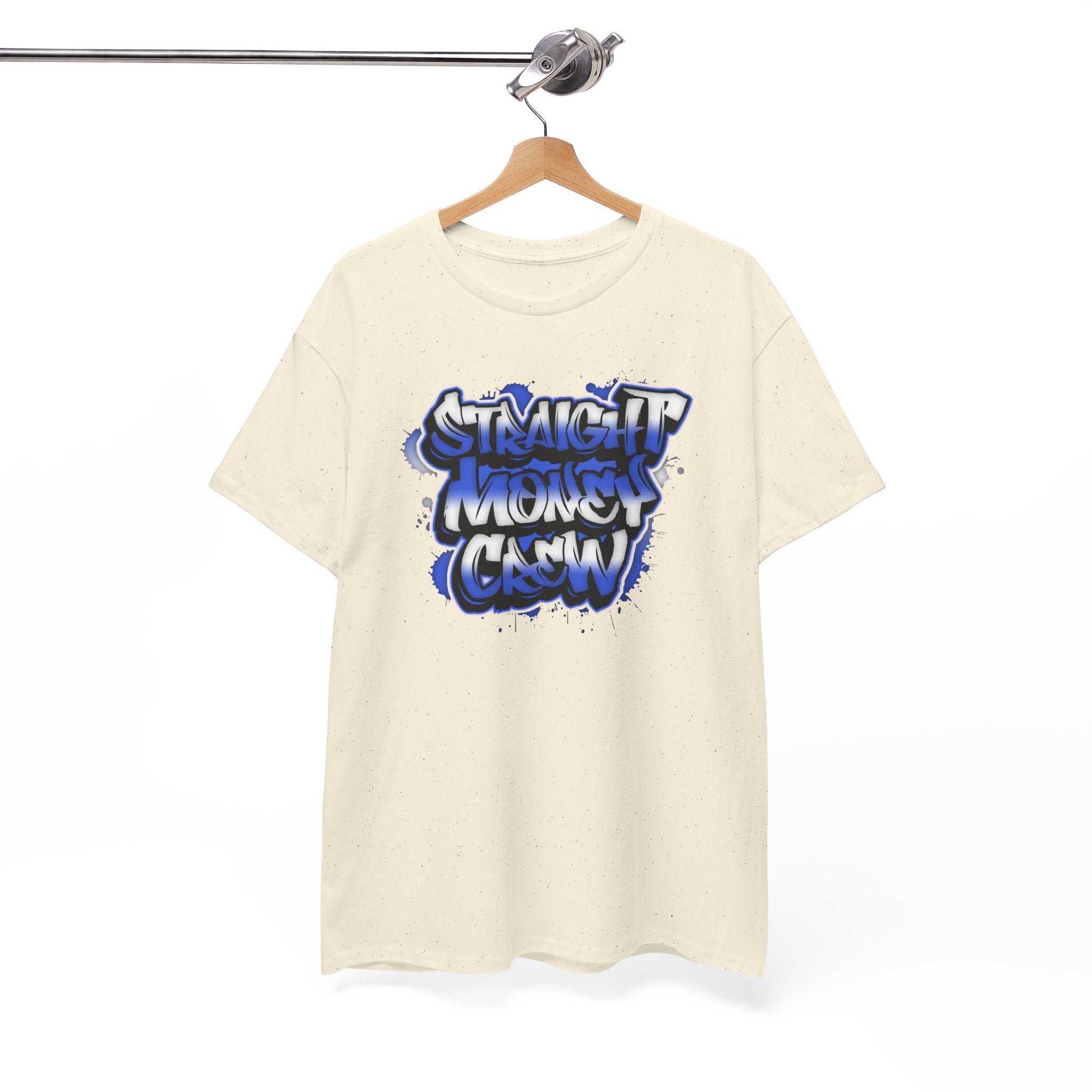 T-Shirt — "Stackin' Money Crew" Blue Graffiti Graphic Tee