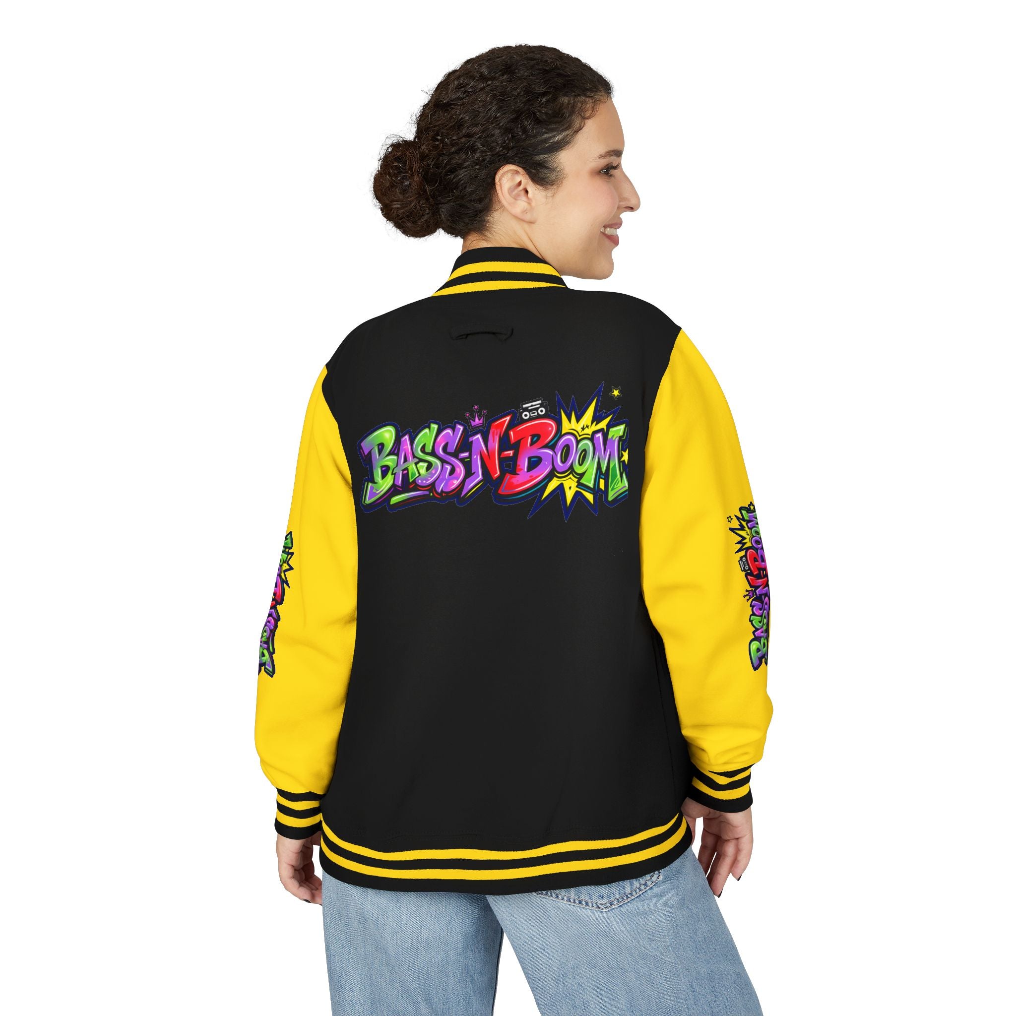 Letterman Jacket — 'Bass N Boom' Graffiti Bomber