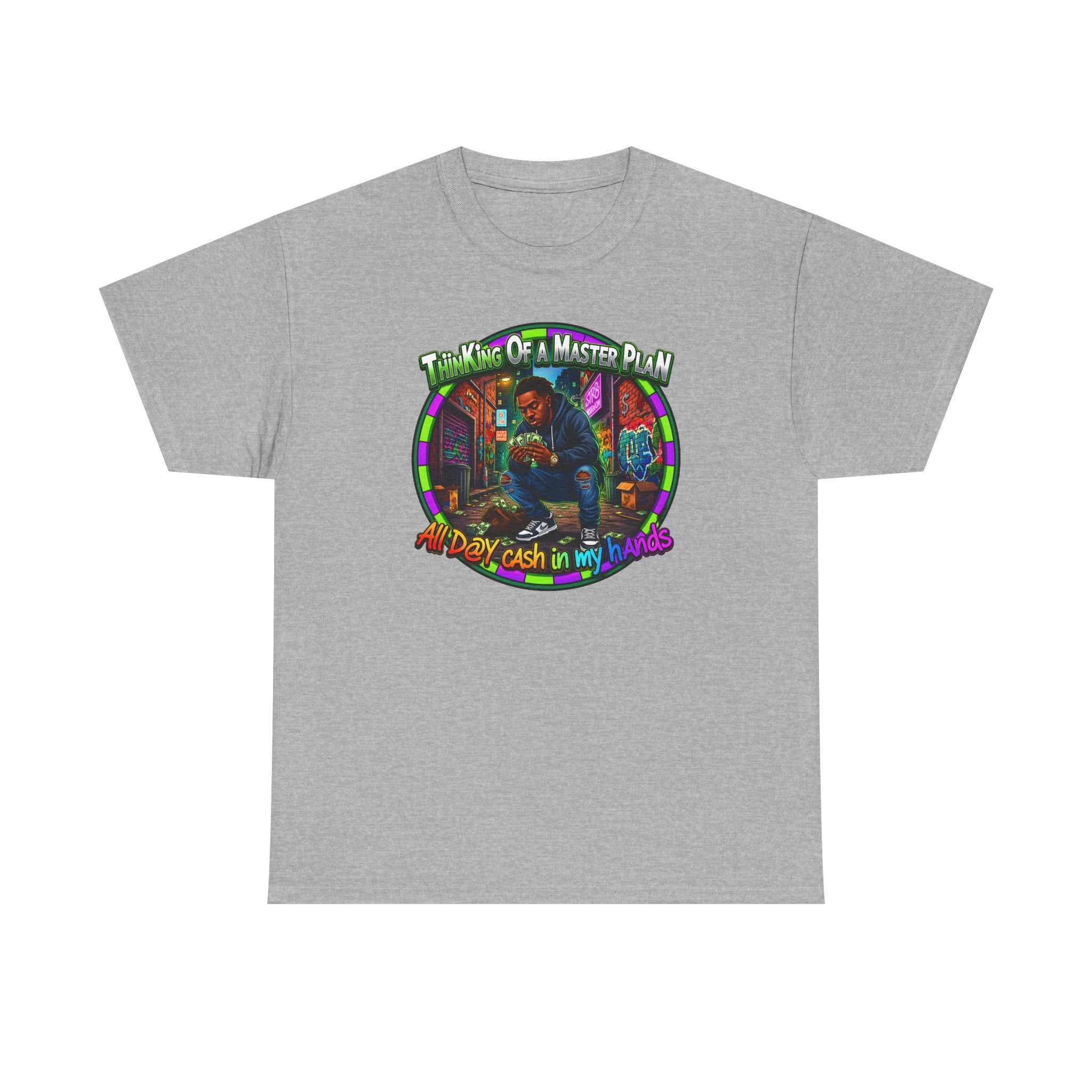 T-Shirt — "Thinking of a Master Plan" Colorful Retro Hip-Hop Graphic Tee
