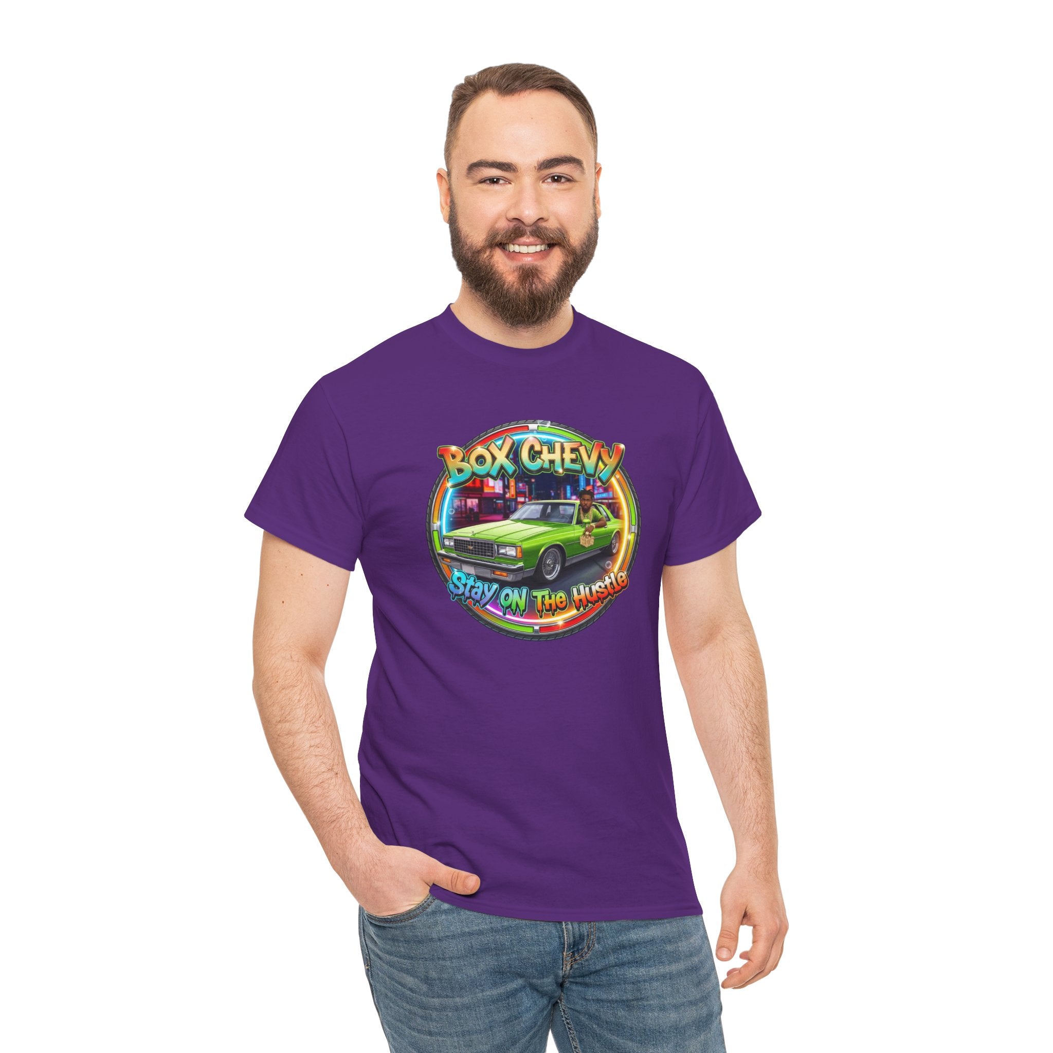 Vintage Chevy Truck Tee — "Box Chevy Stay On The Hustle" Retro Car Graphic Shirt