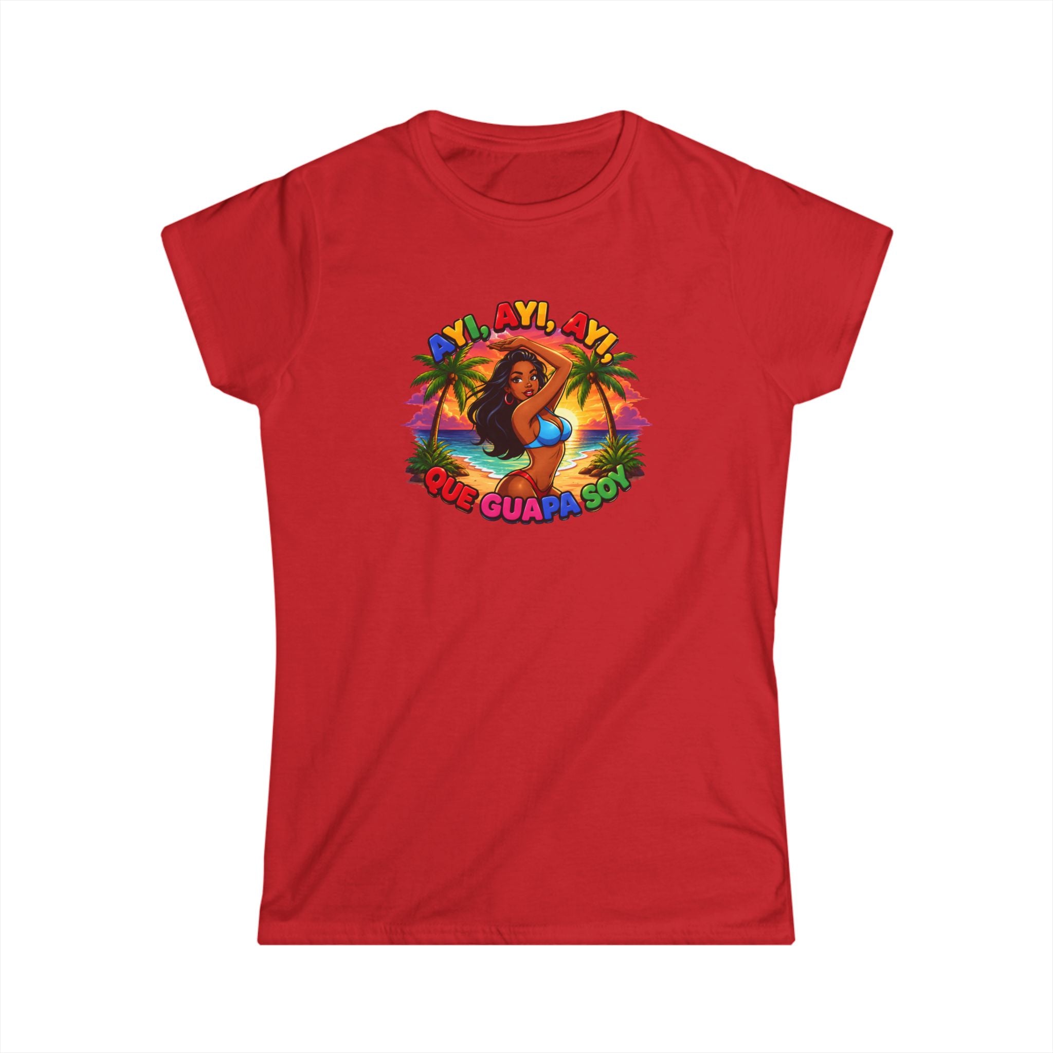Women's Tee — Tropical ''Ayi, Ayi, Ayi Que GuapaSoy'' Beach Vibes Graphic Shirt