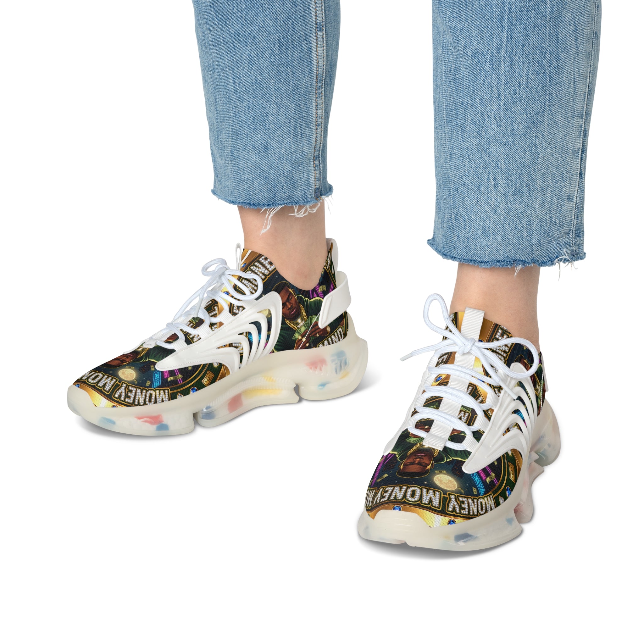 Men's Mesh Sneakers — 'Money' Graphic Women's Athletic Shoes