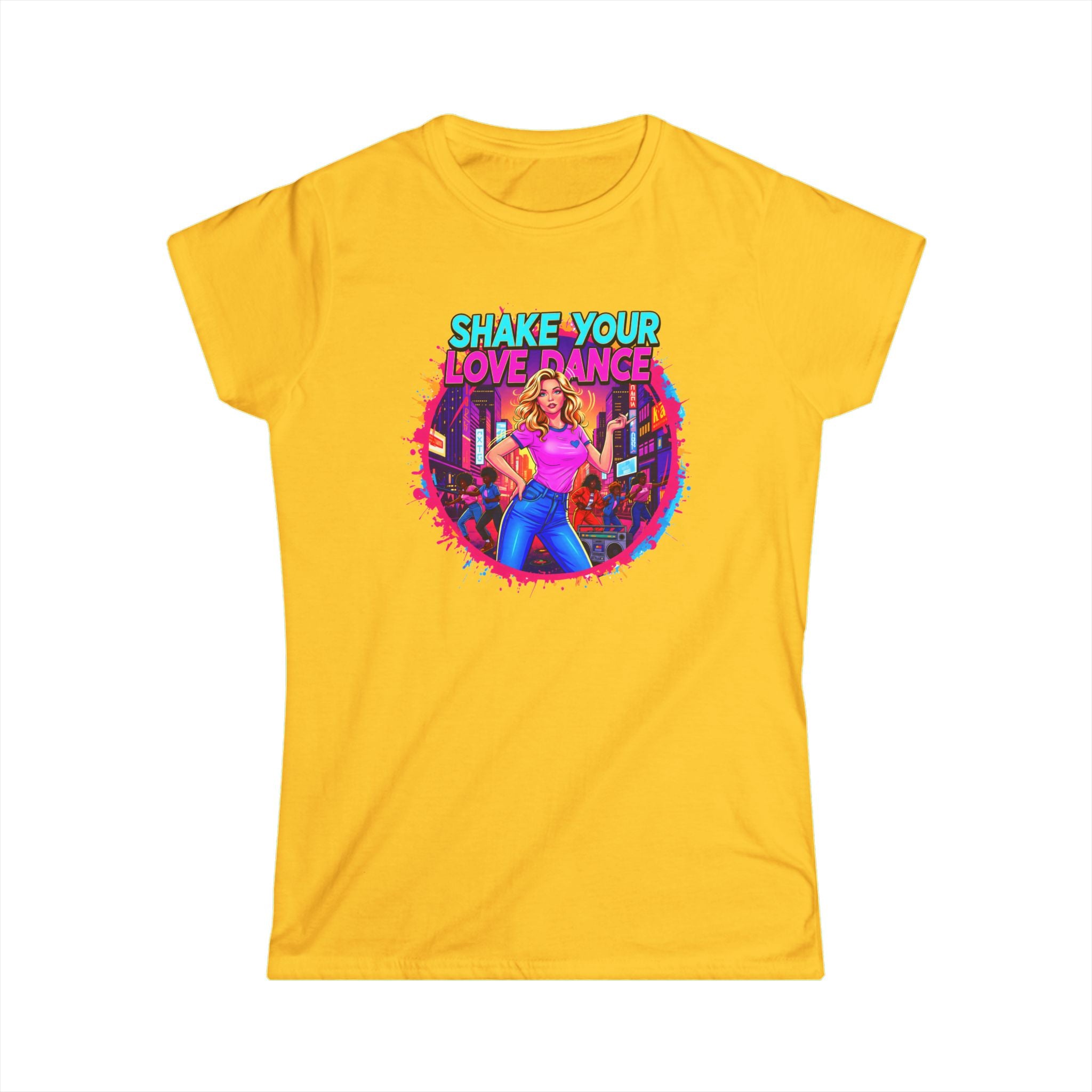 "Shake Your Love Dance" Women's T‑Shirt — Retro Dance Girl Graphic Tee