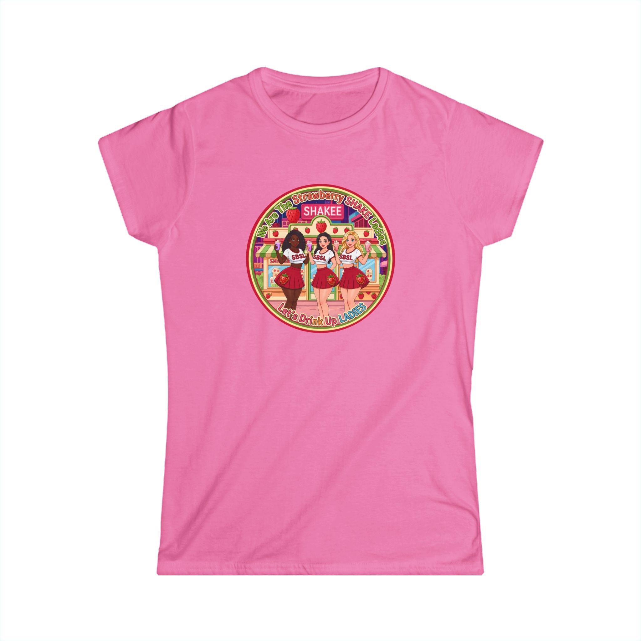 Retro Girl Group Tee — "We Are The Strawberry Shake Ladies" Vintage K-Pop Style Graphic Shirt