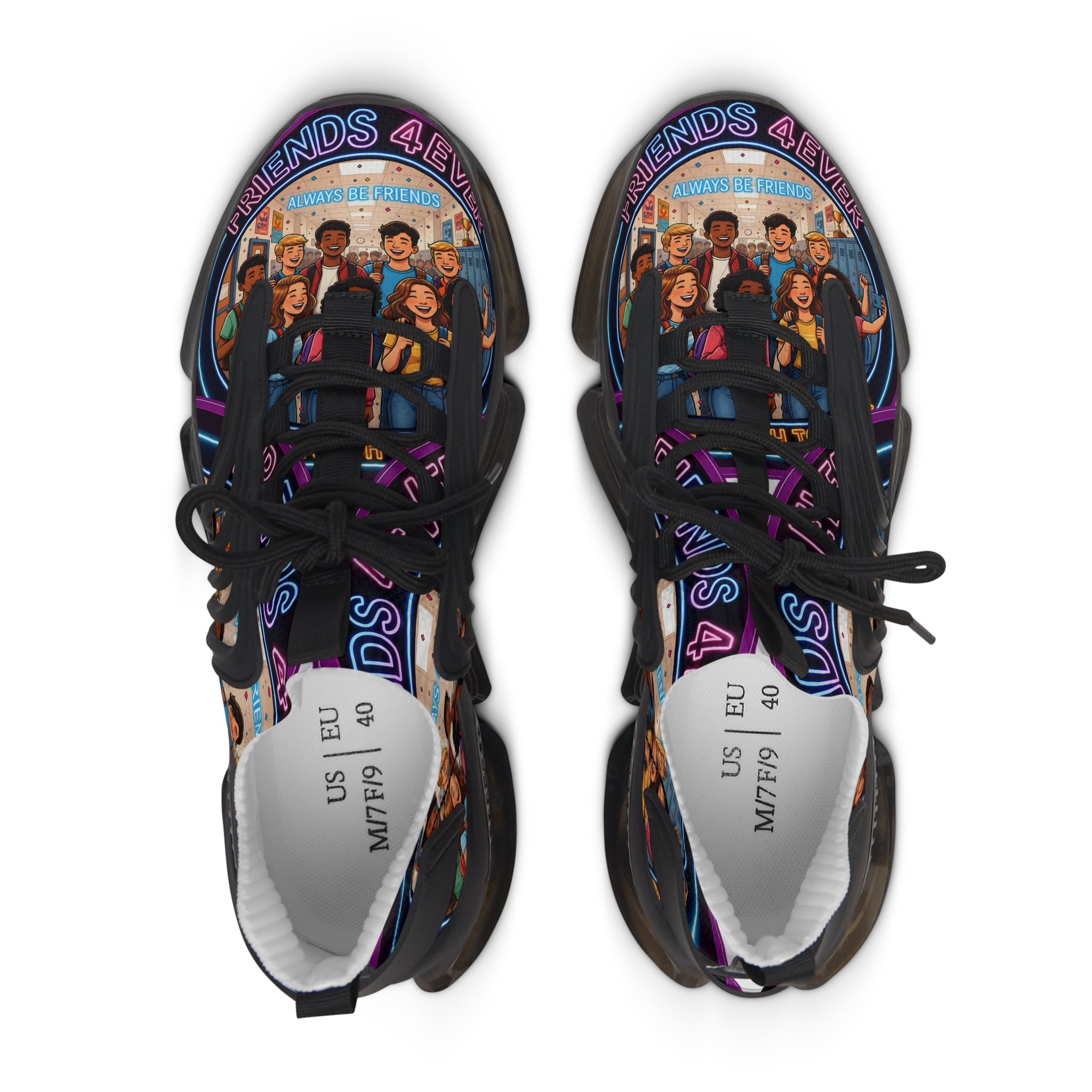 Mesh Sneakers — 'Friends 4Ever' Retro Group Photo Graphic Women's Athletic Shoes