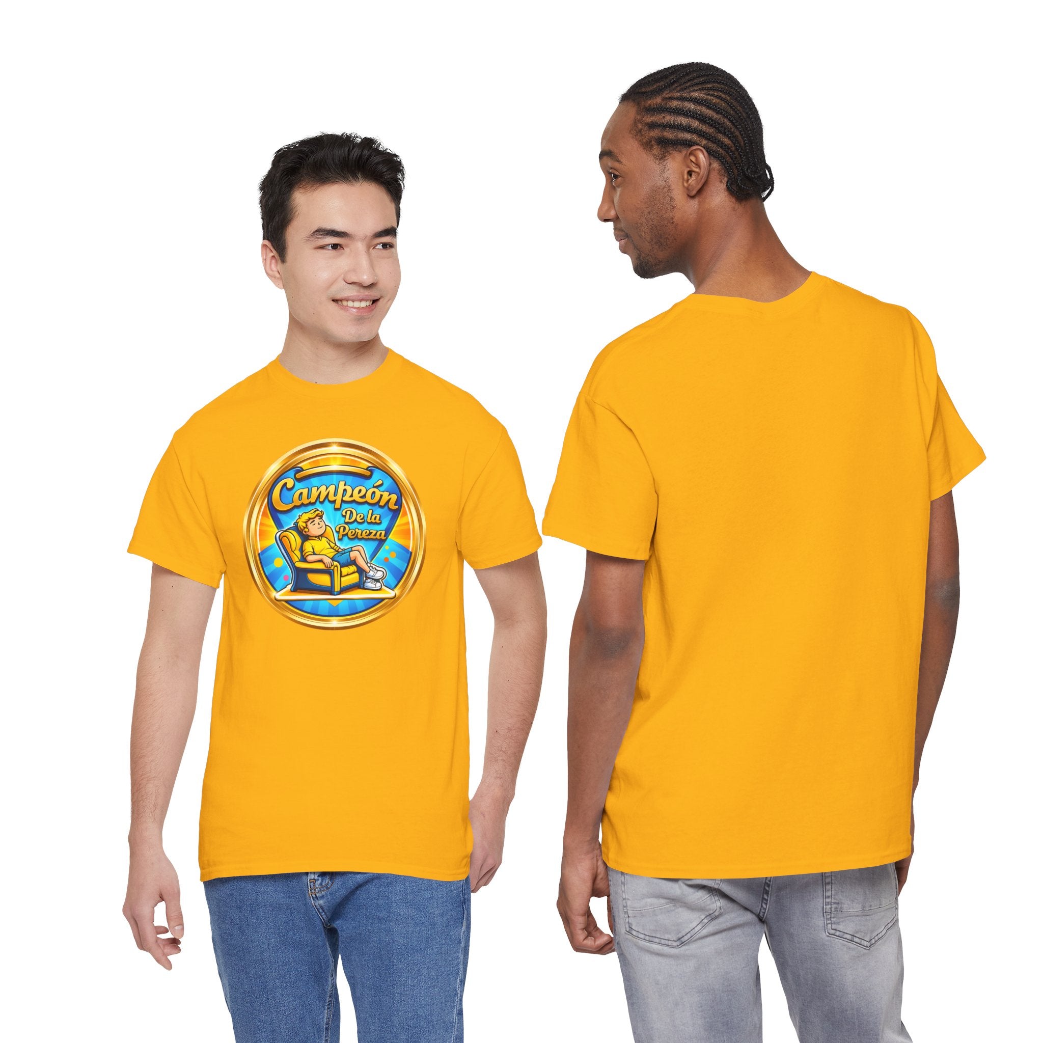 "Campeón De La Pereza" Tee — Gold Badge Adventure T‑Shirt