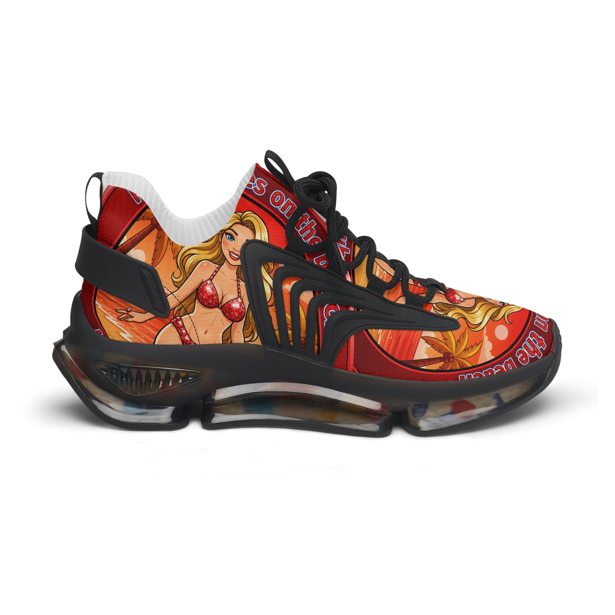 Women’s Mesh Sneakers — Retro Pinup Mermaid Graphic Athletic Shoes