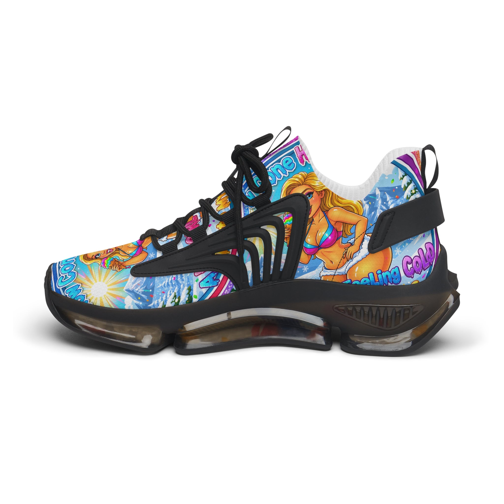 Women’s Mesh Sneakers — "Snow Cone Hot Girl "Colorful Mermaid Graphic Athletic Shoes