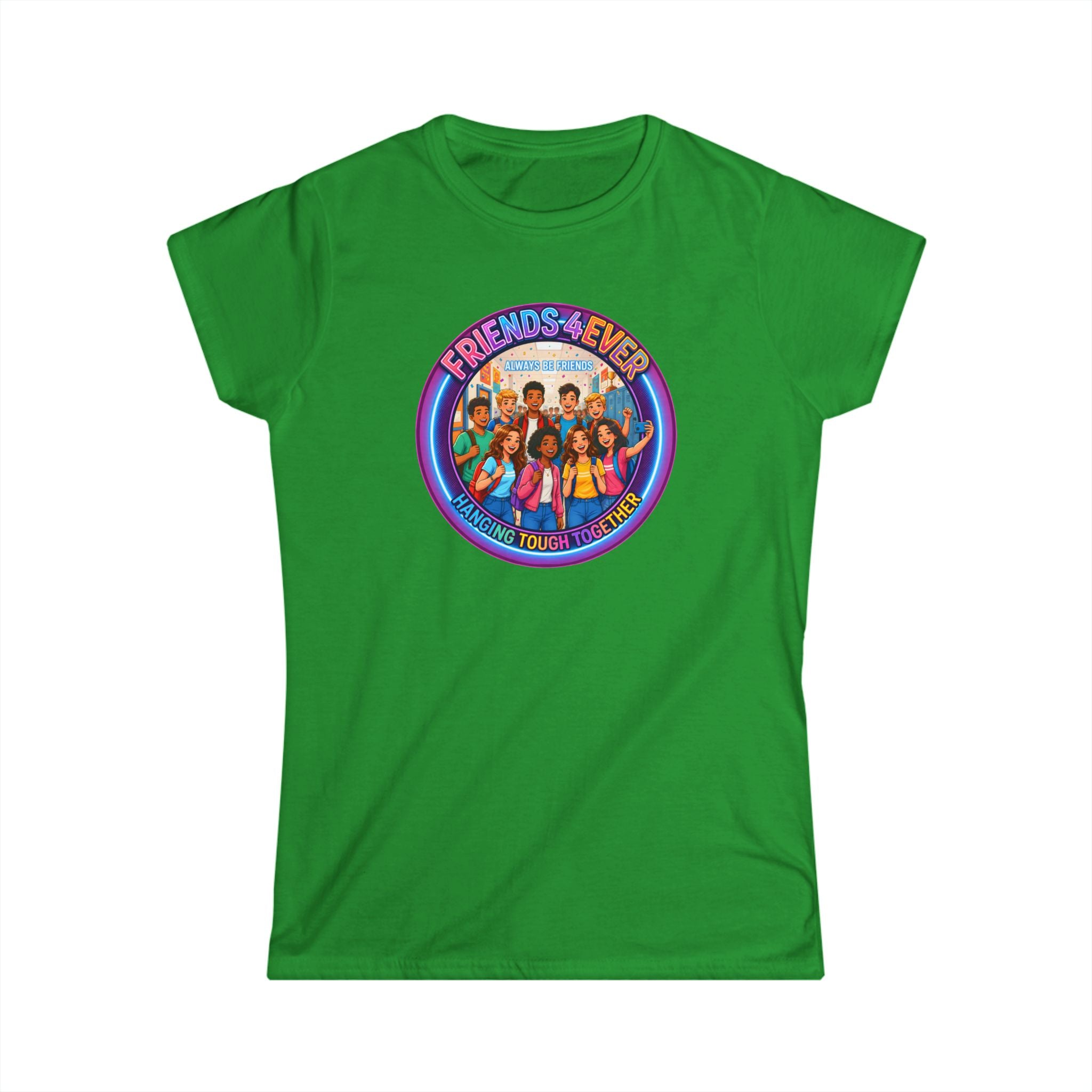 "Friends 4Ever" Graphic Tee — Retro Diverse Girl Squad Shirt