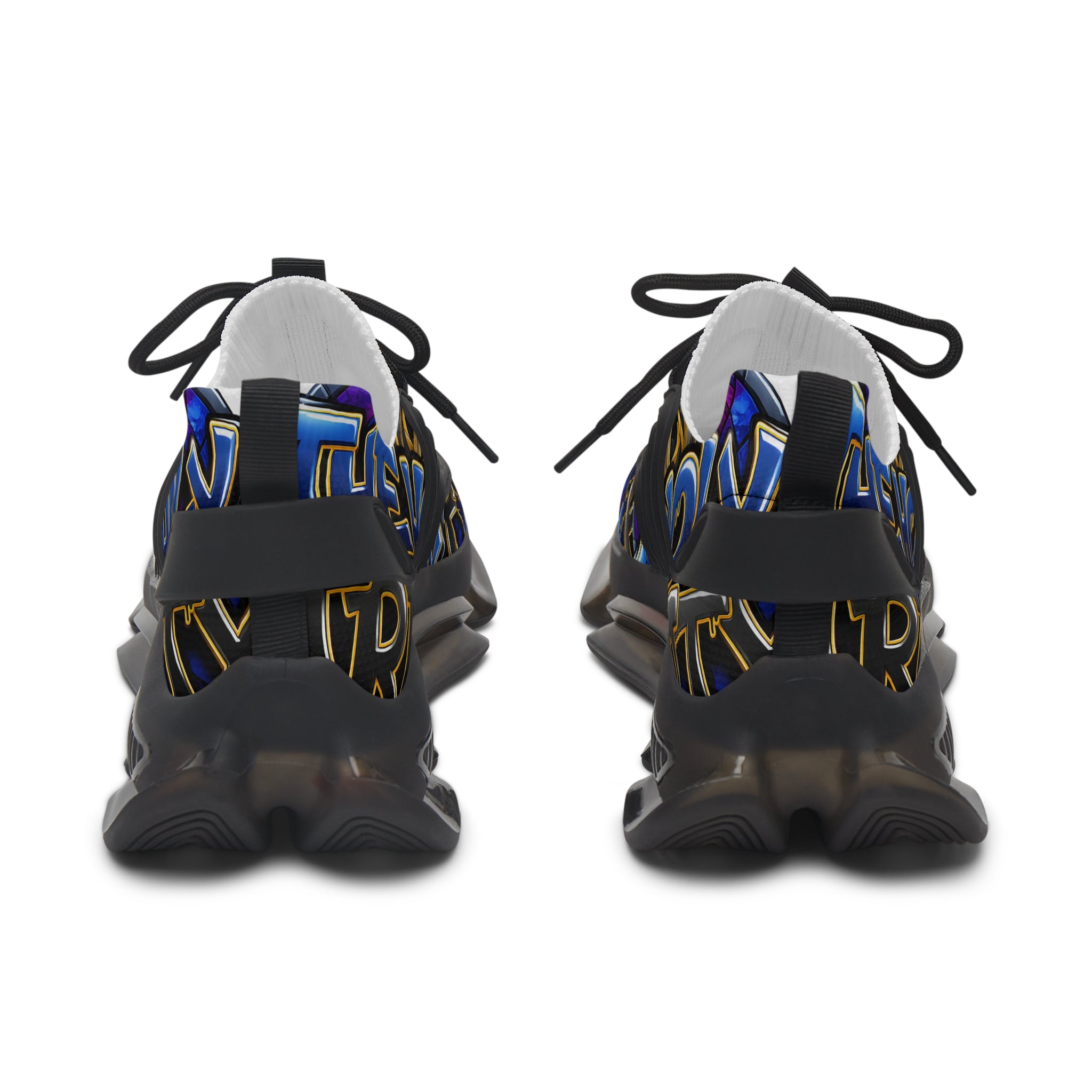 Mesh Sneakers — Bold Graffiti Halo Design for Women