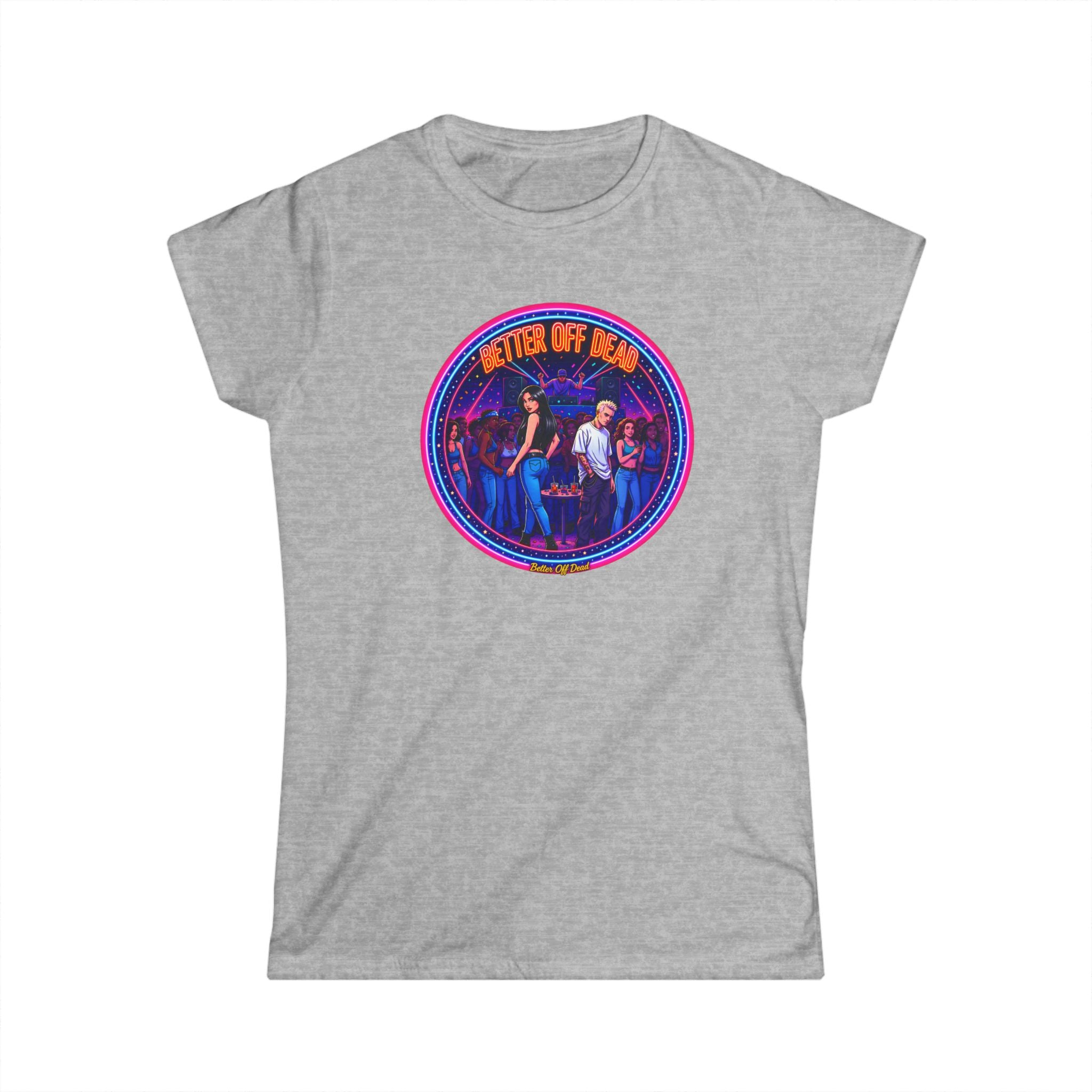 Women's Tee — Retro 'Better Off Dead' Neon Motorcycle Graphic Shirt