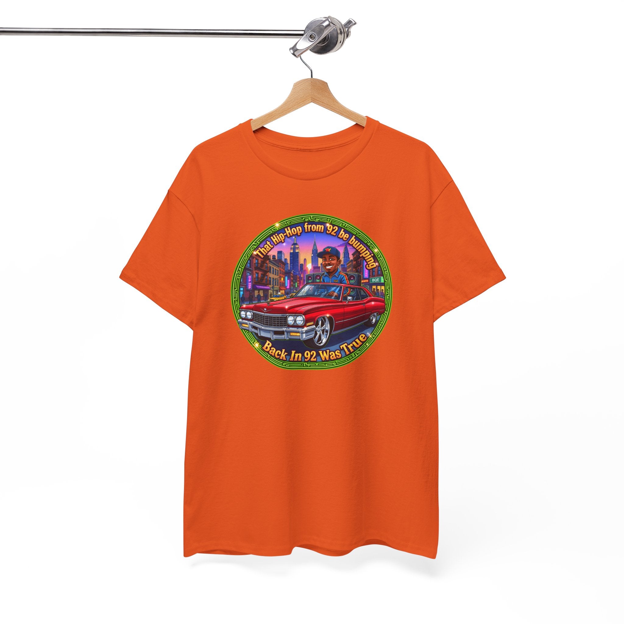 Vintage Red Convertible T-Shirt – “That Hip-hop From 92 Be Bumping" Retro City Cruise Tee