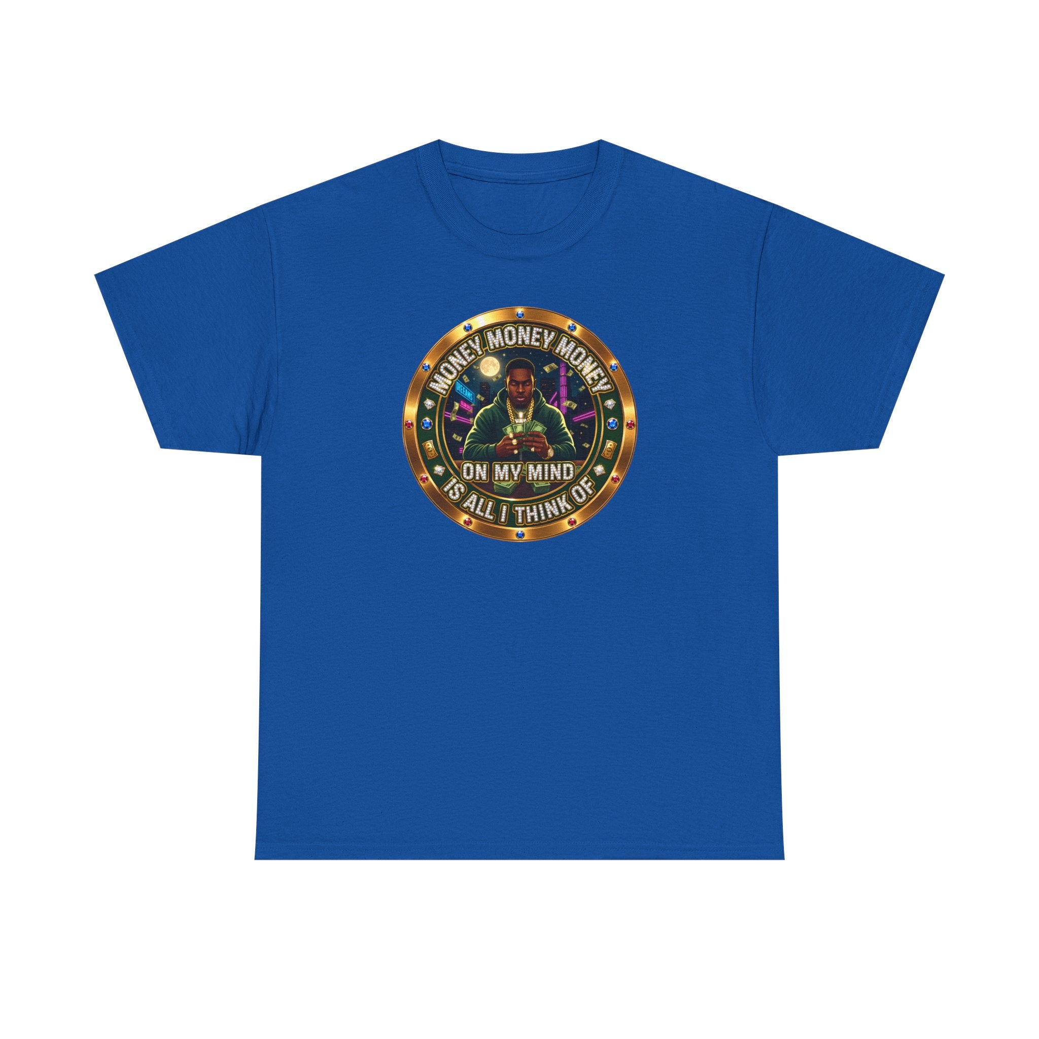 "Money On My Mind" Graphic Tee — Retro Casino Coin Design