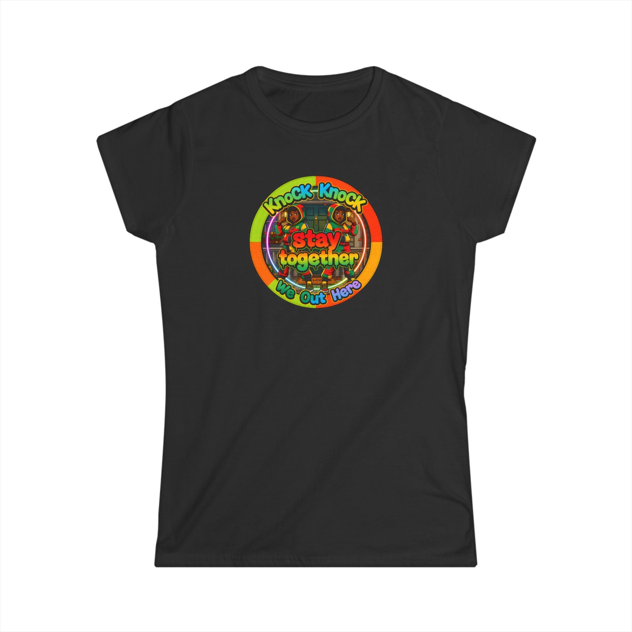 T‑Shirt — 'Knock Knock Stay Together' Retro Color Wheel Graphic Tee