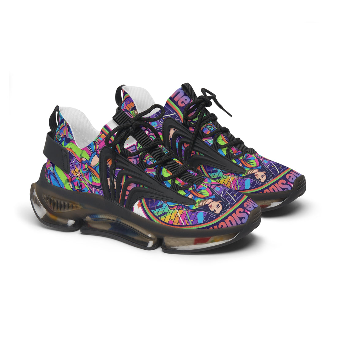 Women’s Mesh Sneakers — "We Own The Sidewalk "Colorful Retro Graphic Streetwear Trainers