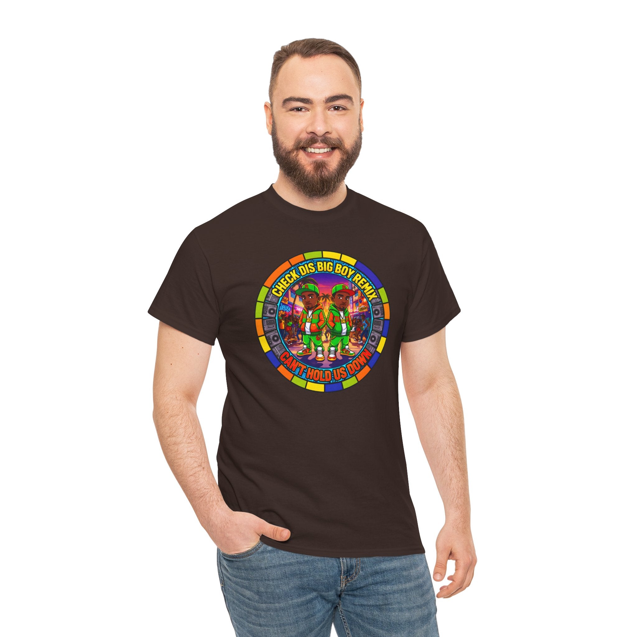 T-Shirt — "Check Dis Big Boy Remix" Colorful Cartoon Grap6hic Tee
