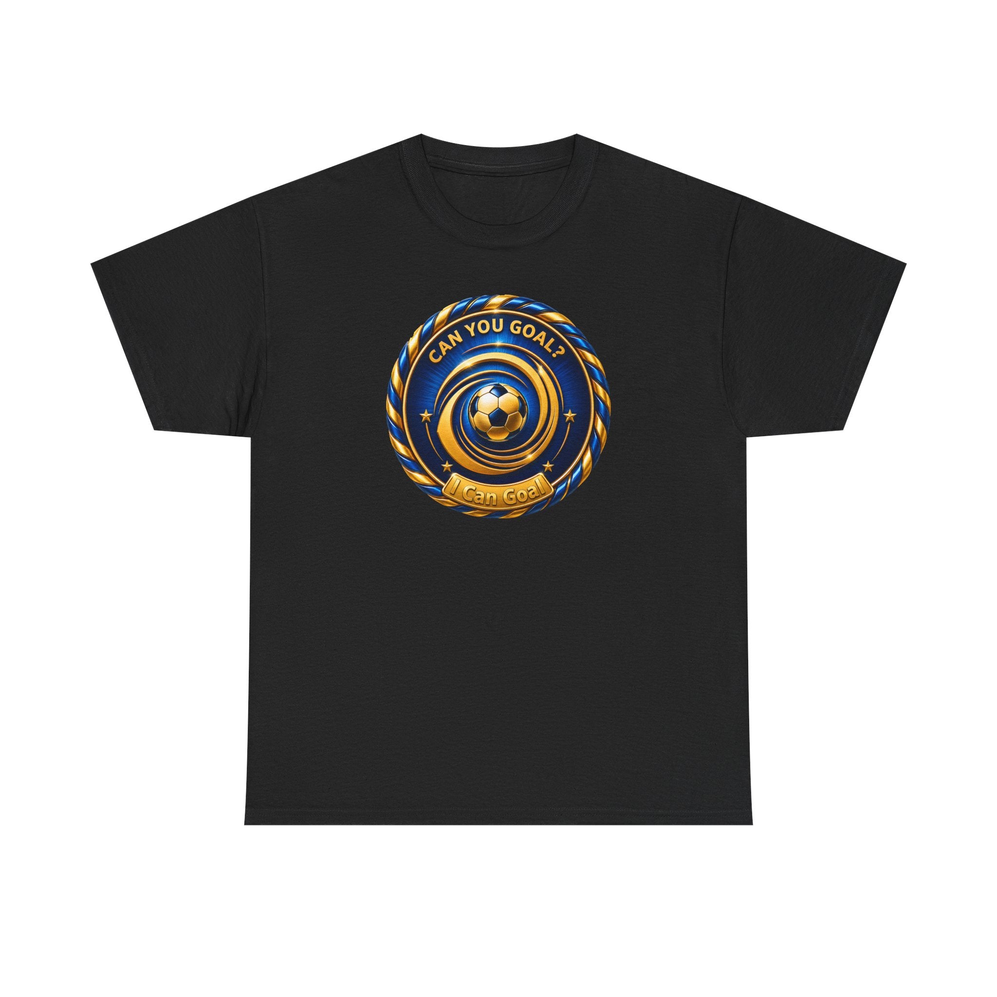 Soccer Badge Tee — "Can You Goal?" Graphic Soccer Shirt