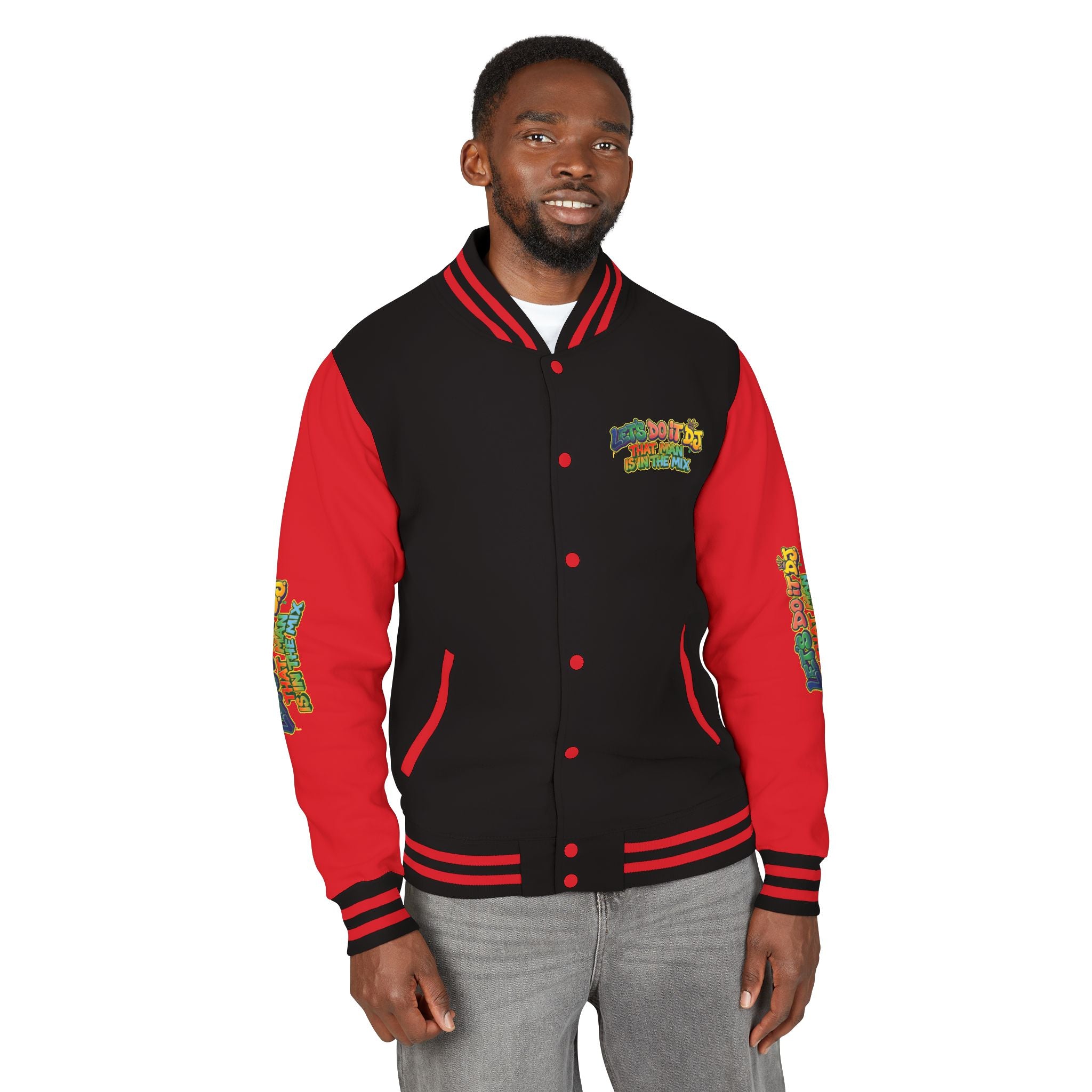 Letterman Jacket — 'Let's Do It' DJ Graphic Varsity Jacket