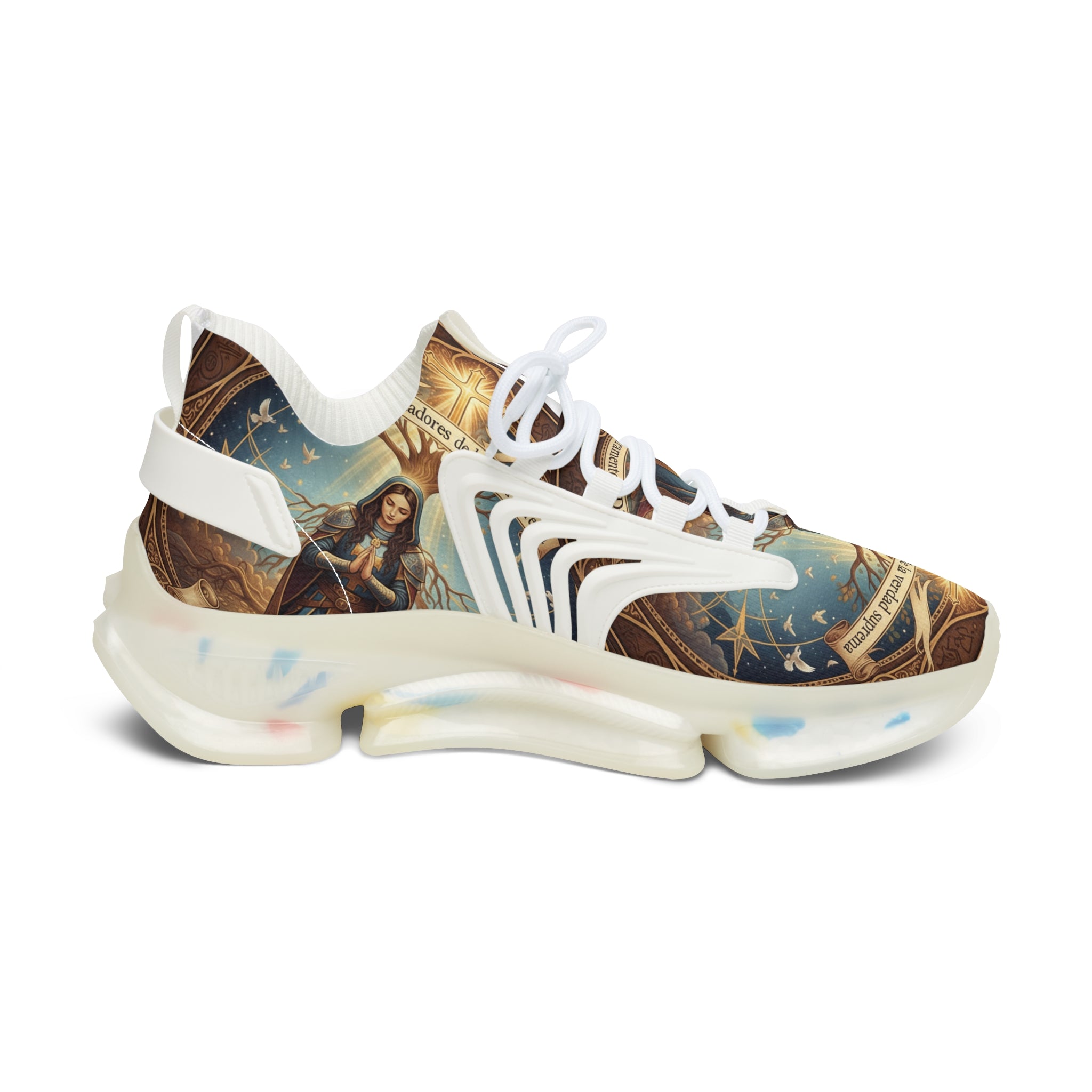 Women's Mesh Sneakers —" Buscadres y Fundadores De La Verdad Suprima"Inspirational Jesus Graphic Women’s Athletic Shoes