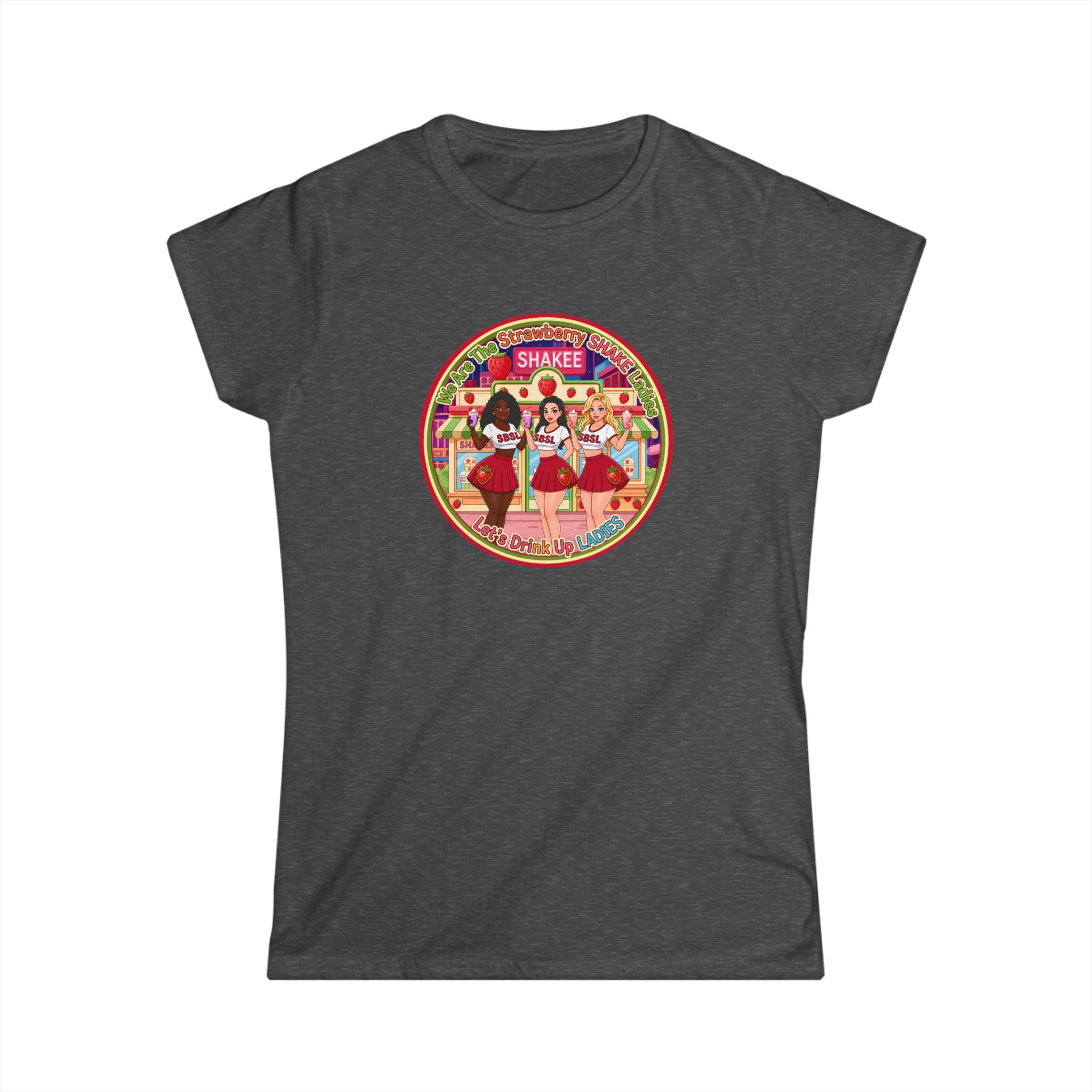 Retro Girl Group Tee — "We Are The Strawberry Shake Ladies" Vintage K-Pop Style Graphic Shirt