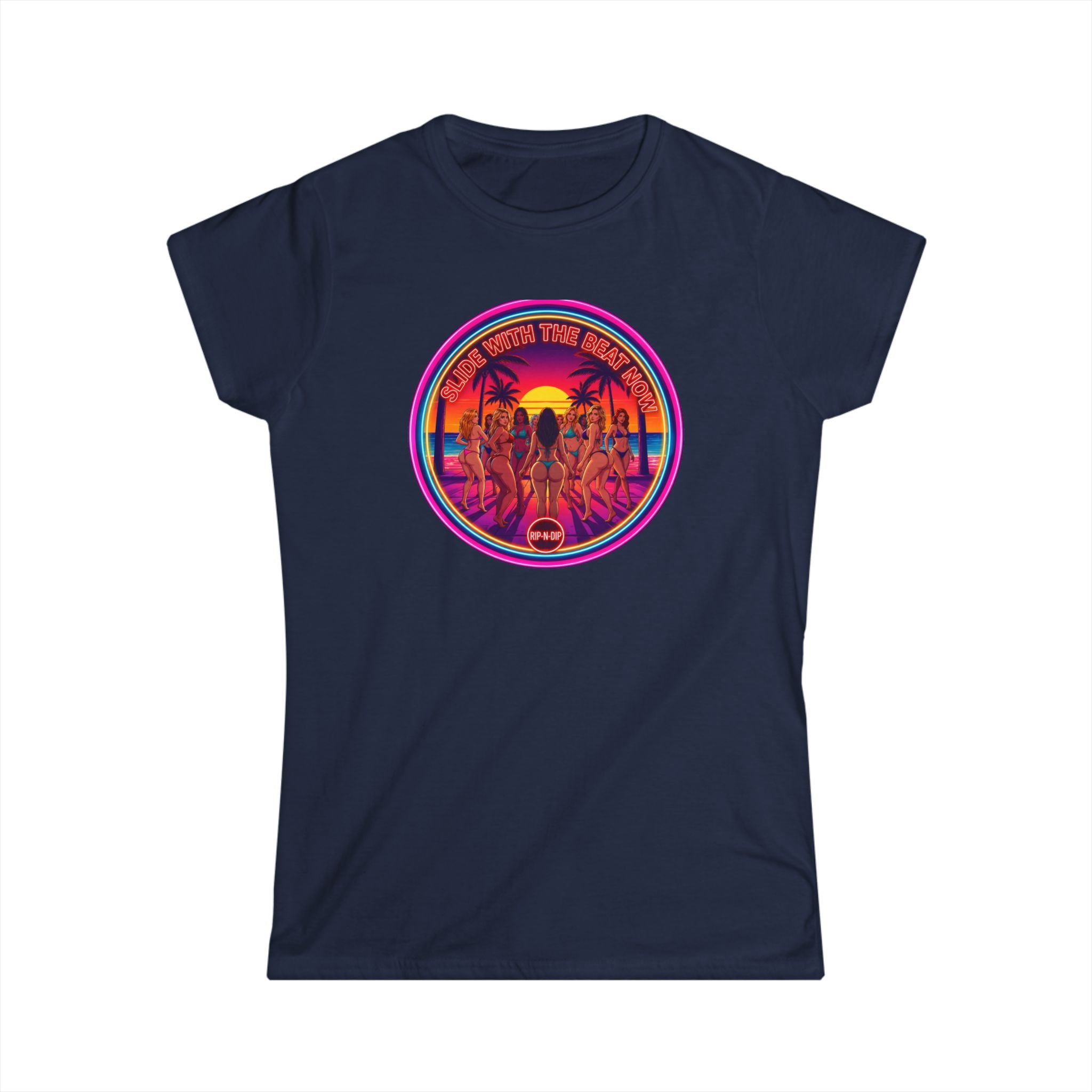 Women's Tee - " Slide With The Beat Now " Classic White Softstyle Short Sleeve