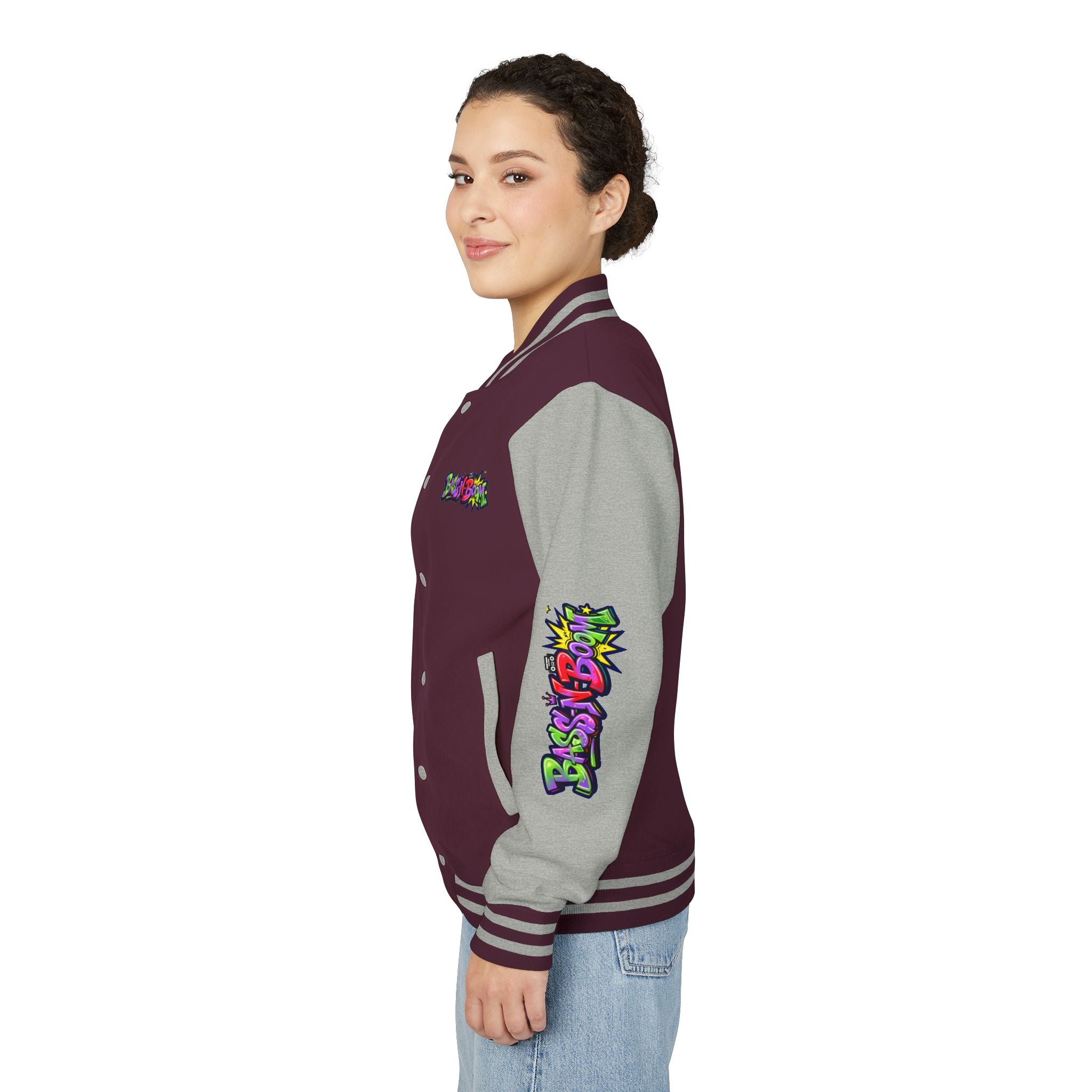 Letterman Jacket — 'Bass N Boom' Graffiti Bomber