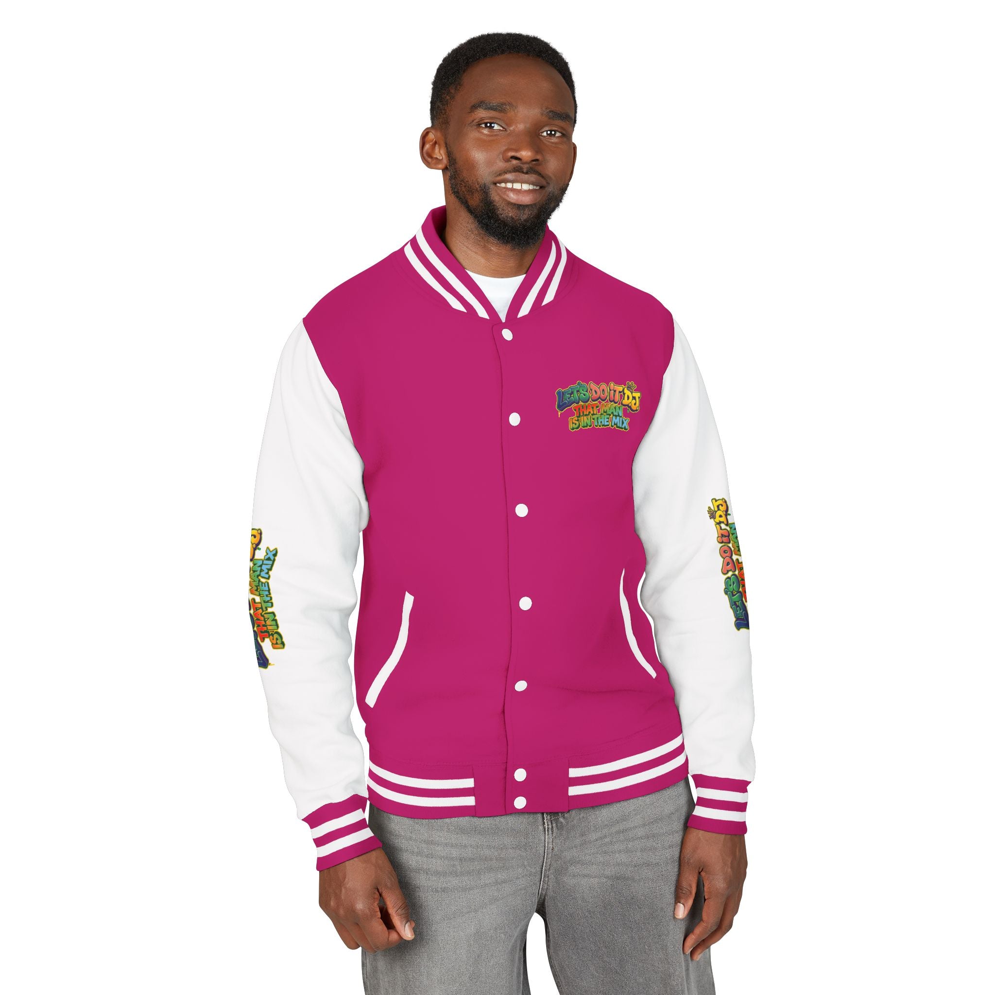 Letterman Jacket — 'Let's Do It' DJ Graphic Varsity Jacket
