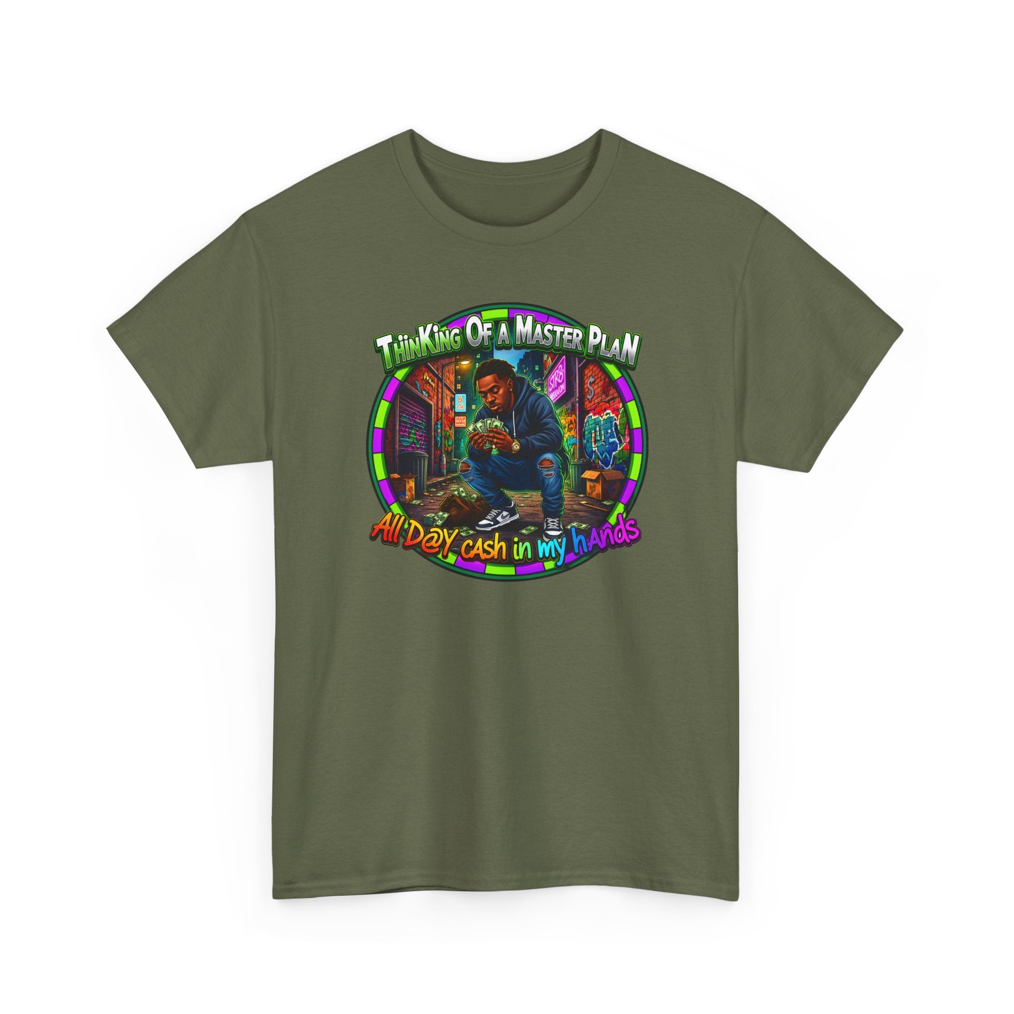 T-Shirt — "Thinking of a Master Plan" Colorful Retro Hip-Hop Graphic Tee