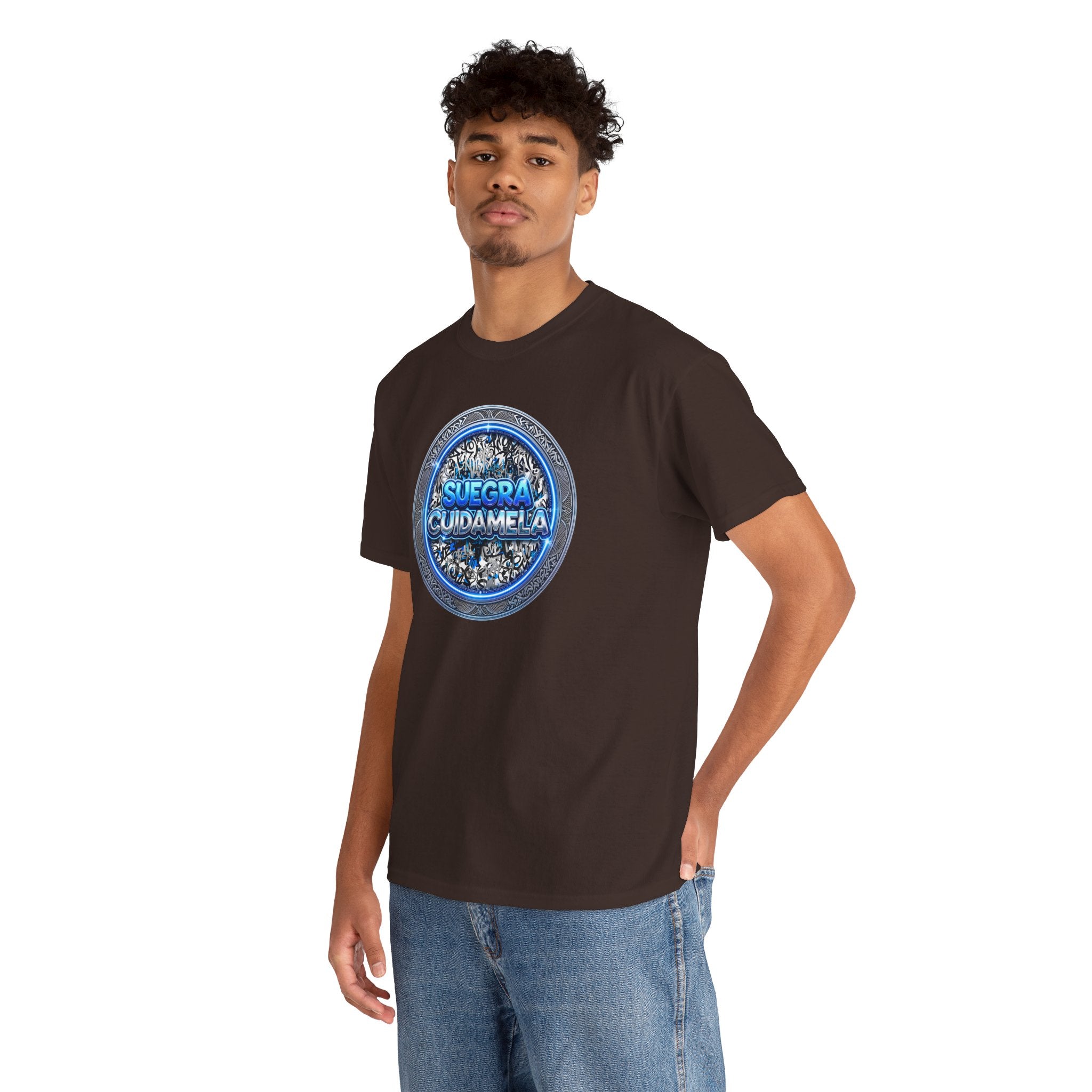 T-Shirt — Suegra Cuídame (Blue Floral Emblem)