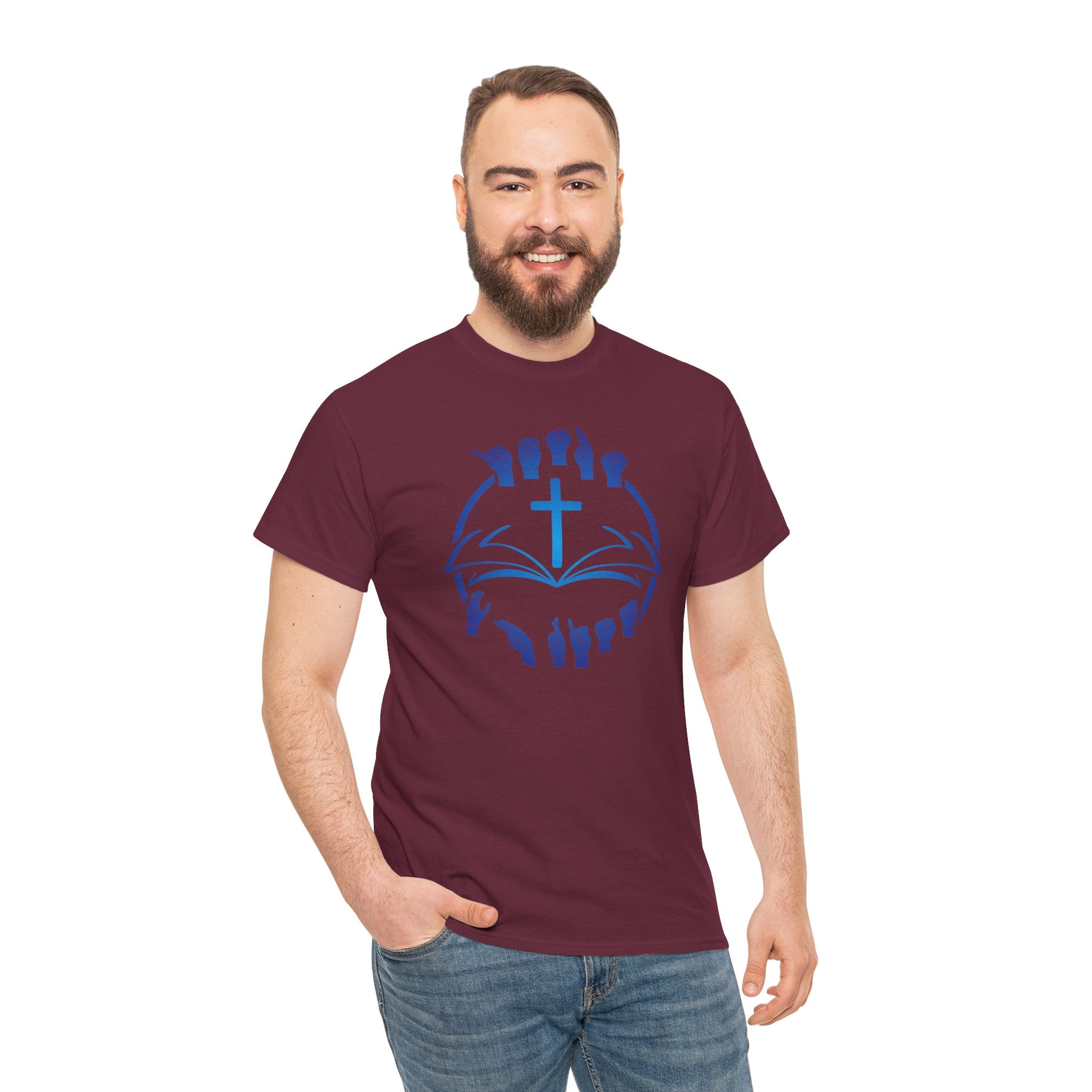 "Christian Bible Cross Sign Language "T-Shirt — Faith Prayer Hands Tee