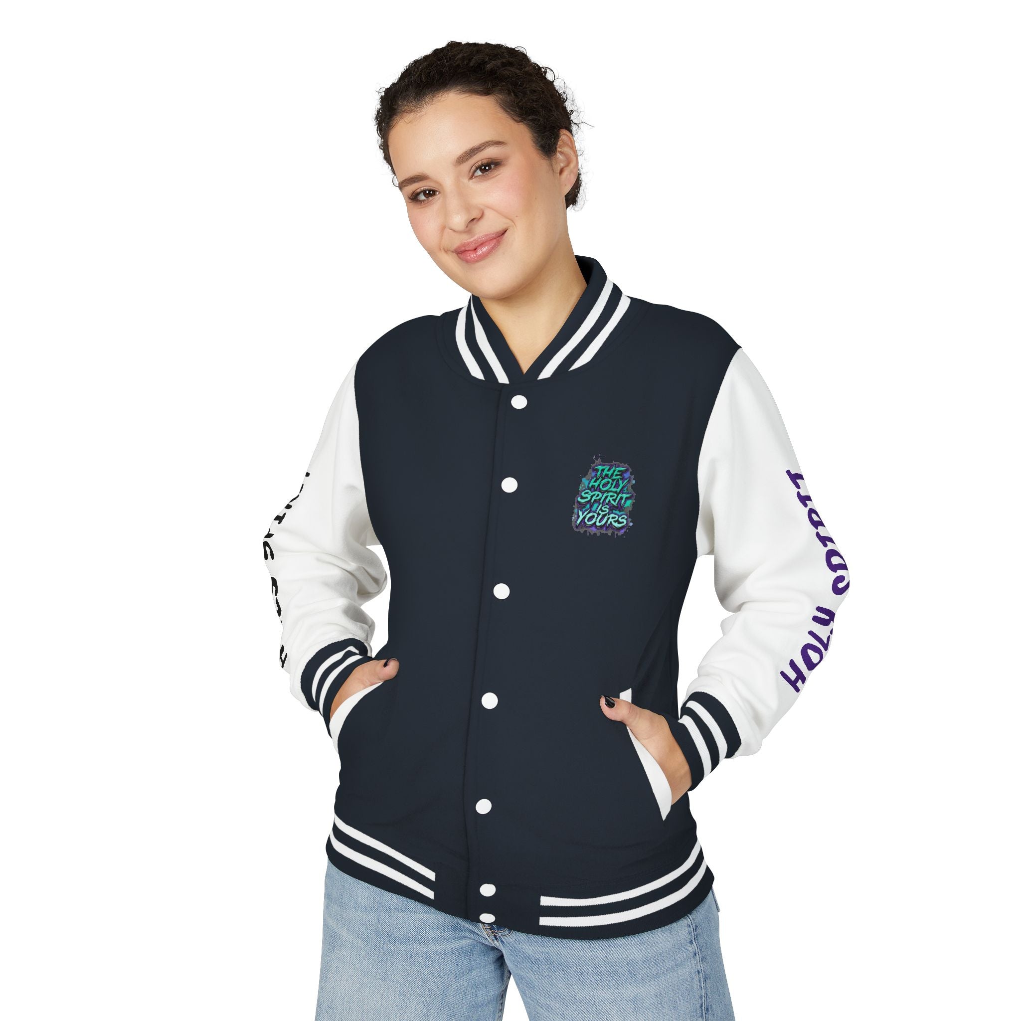 Letterman Jacket — "The Holy Spirit Is Yours" Graphic