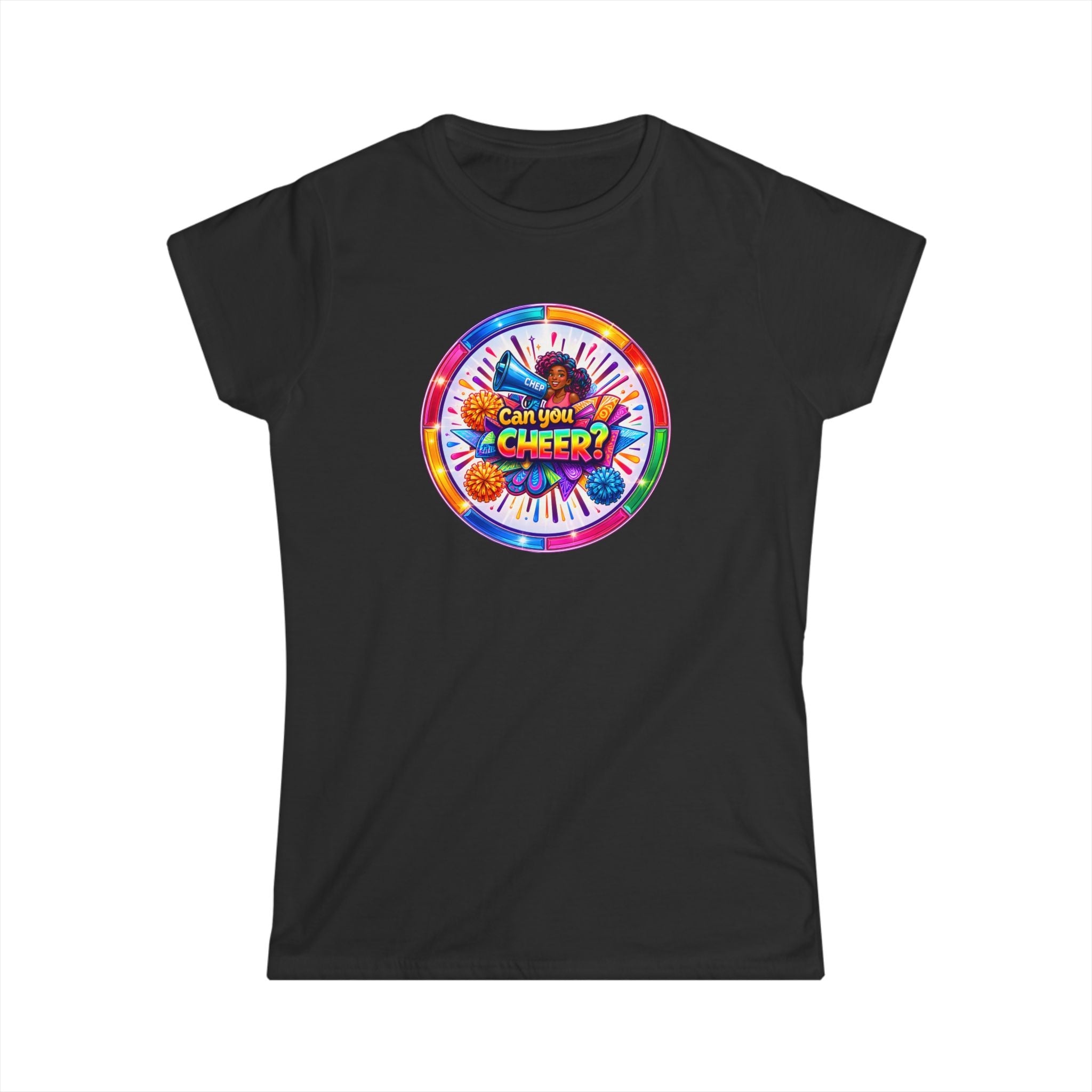 "Can You Cheer: Colorful Candy Wheel Graphic Tee — Women's