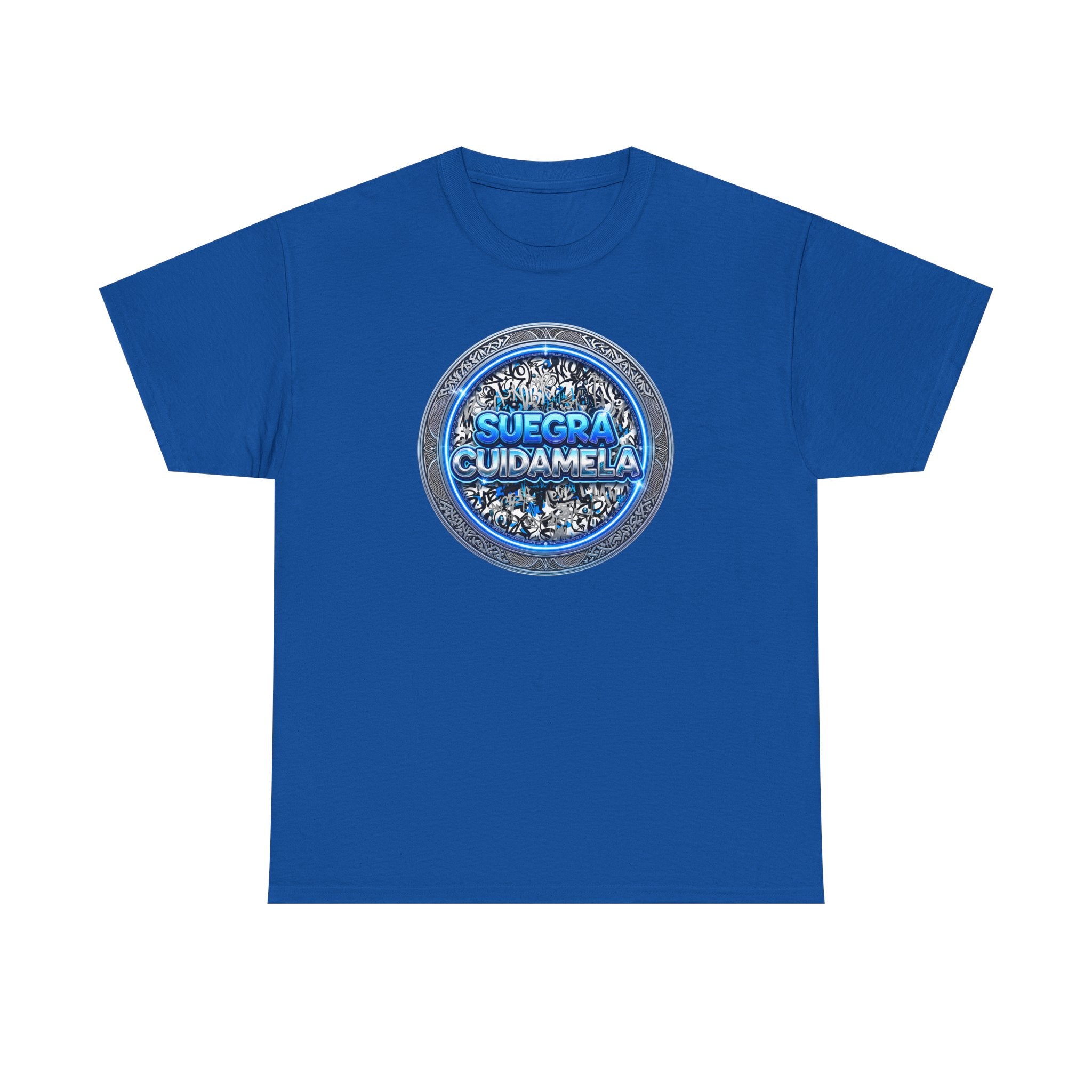 T-Shirt — Suegra Cuídame (Blue Floral Emblem)