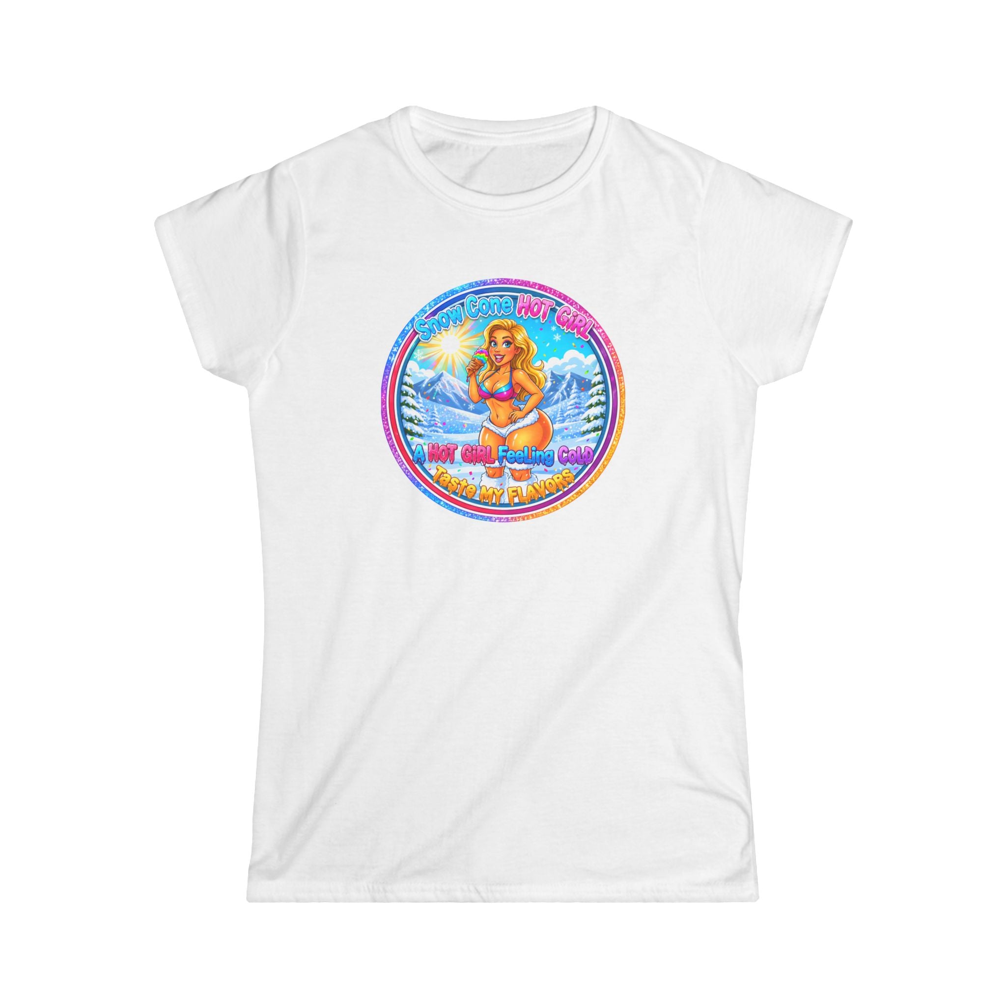 Retro Beach Pinup Tee — "Snow Cone Hot Girl" Women's T-Shirt