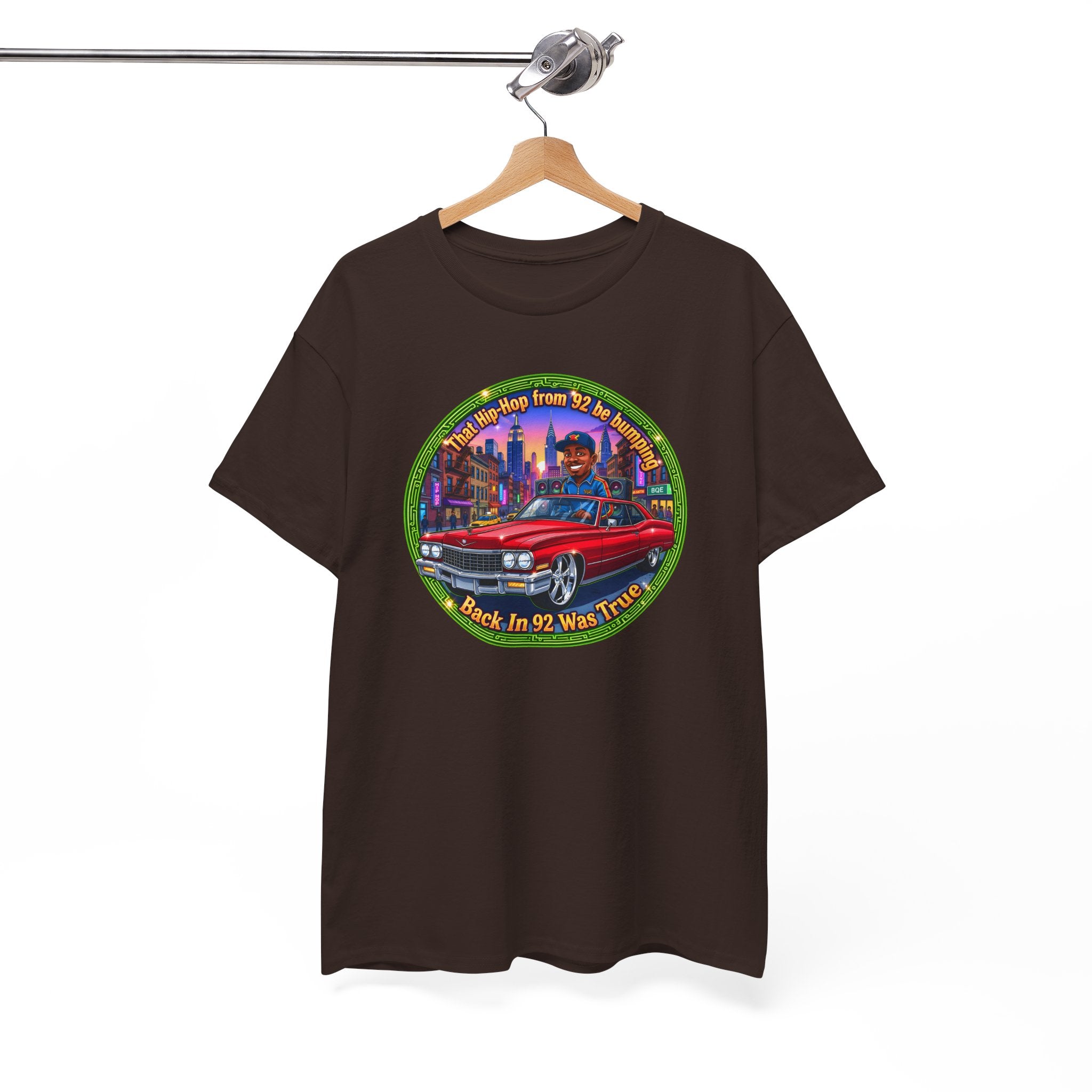 Vintage Red Convertible T-Shirt – “That Hip-hop From 92 Be Bumping" Retro City Cruise Tee