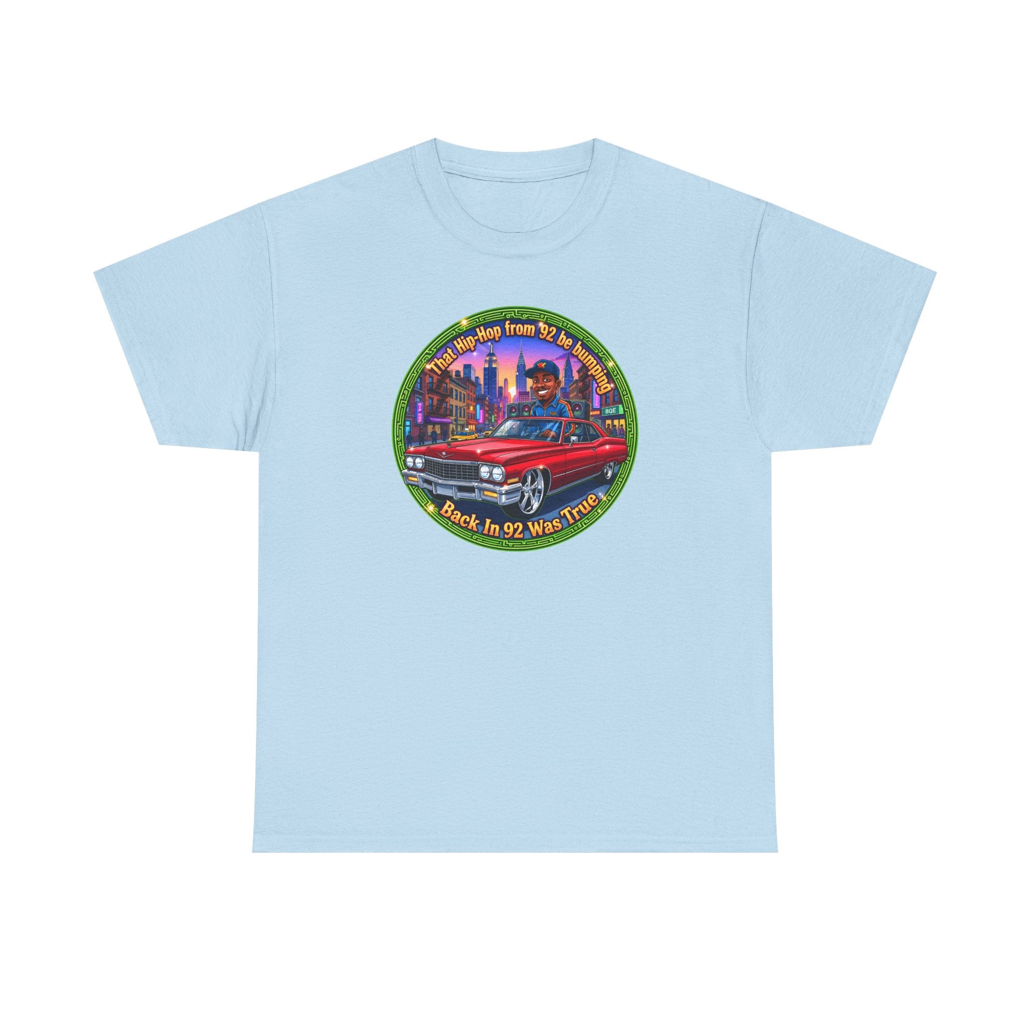 Vintage Red Convertible T-Shirt – “That Hip-hop From 92 Be Bumping" Retro City Cruise Tee