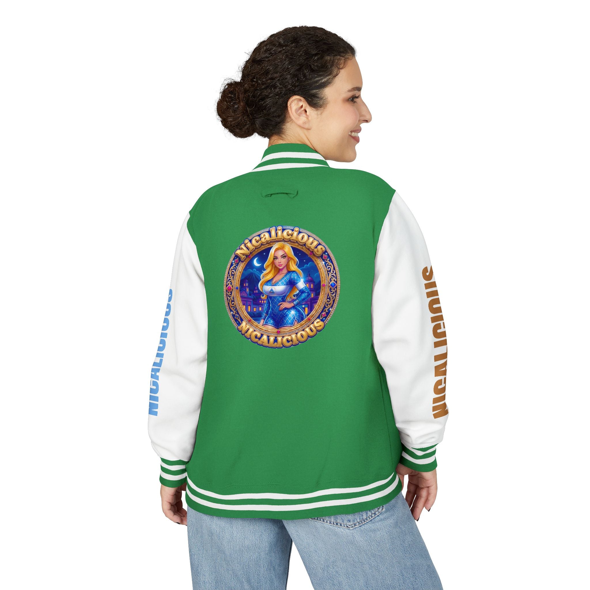 Letterman Jacket — 'Nicalicious' Retro Varsity Jacket with Angel Crest