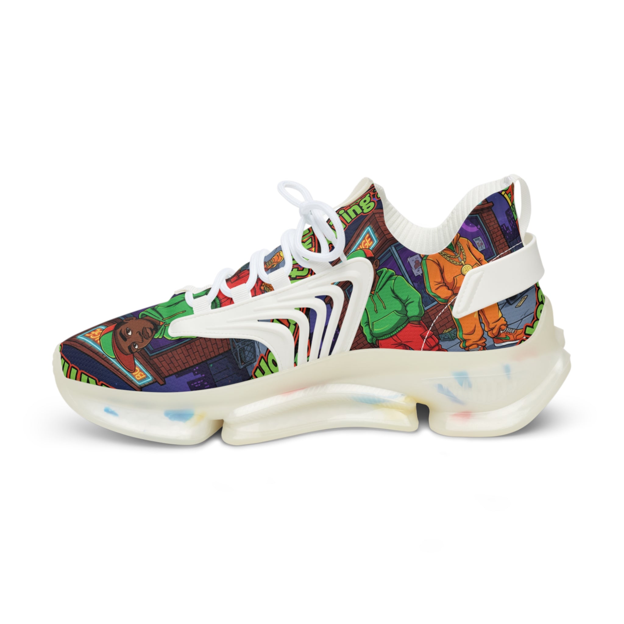 Mesh Sneakers — "I'm Waiting For The Re-Up"Urban Retro Street Art Print Men’s Athletic Shoes
